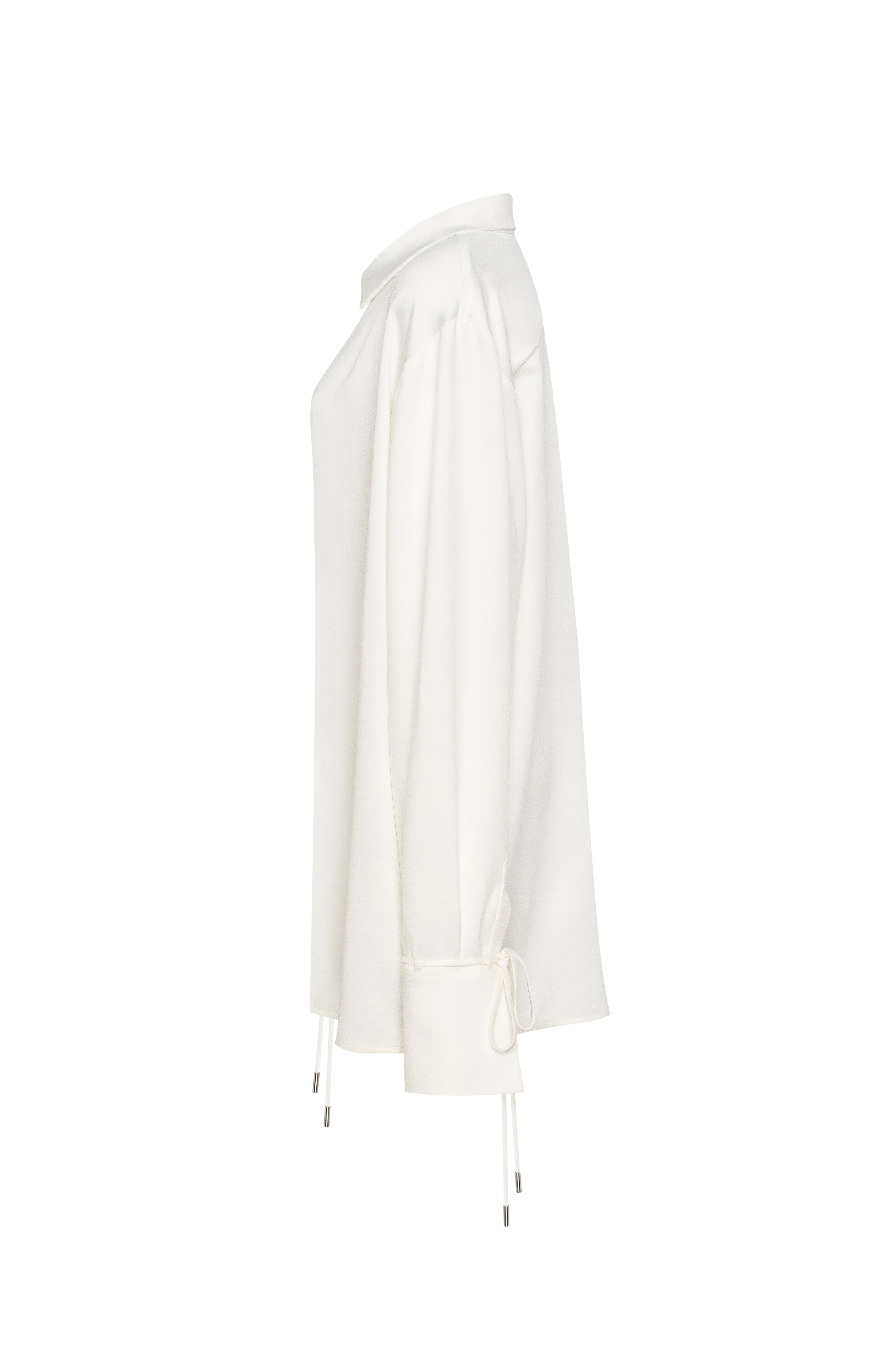 Front-tie satin blouse in white, Xo Xo - Image 5