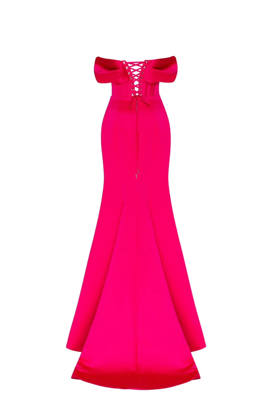 Fuchsia Princess strapless gown with thigh slit - Image 4