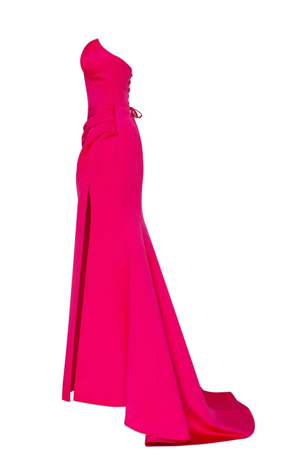 Fuchsia Strapless evening gown with thigh slit - Image 6