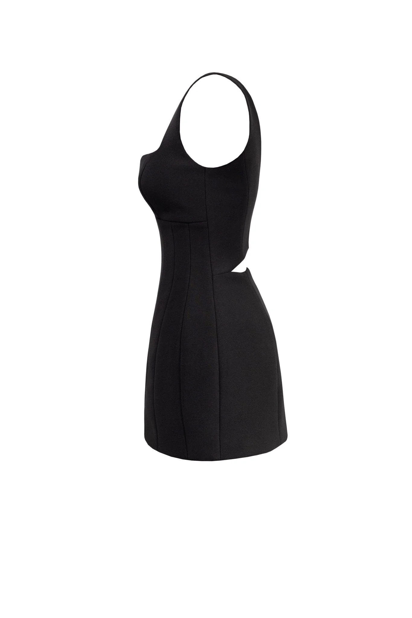 Glossy ultra mini dress in black with cutouts - Image 7