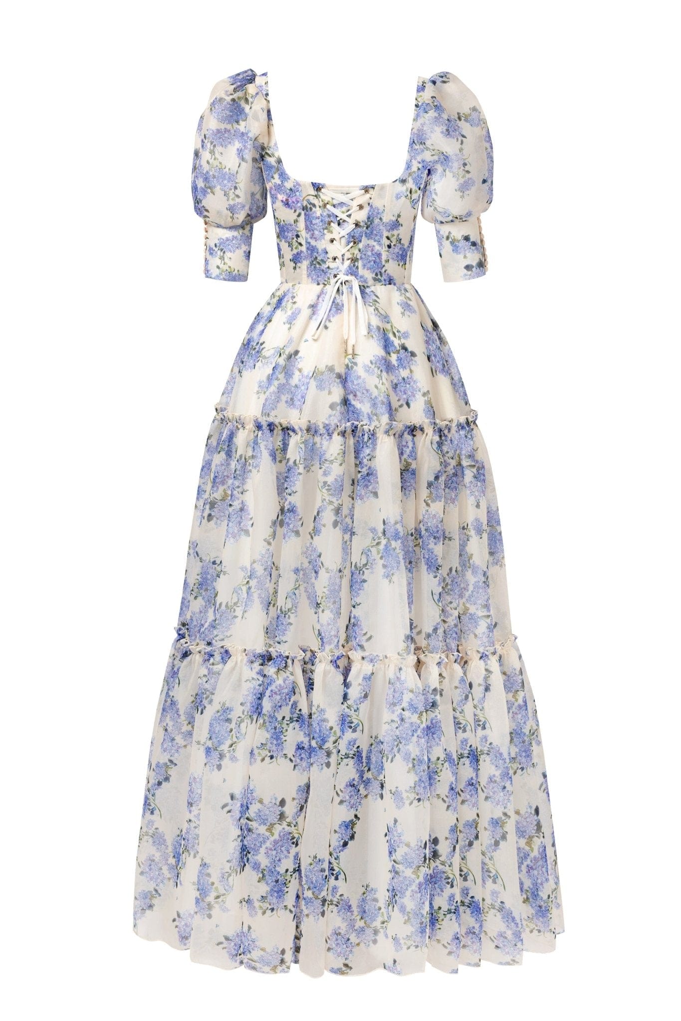 Hydrangea Feminine voluminous sheer sleeves dress - Image 4