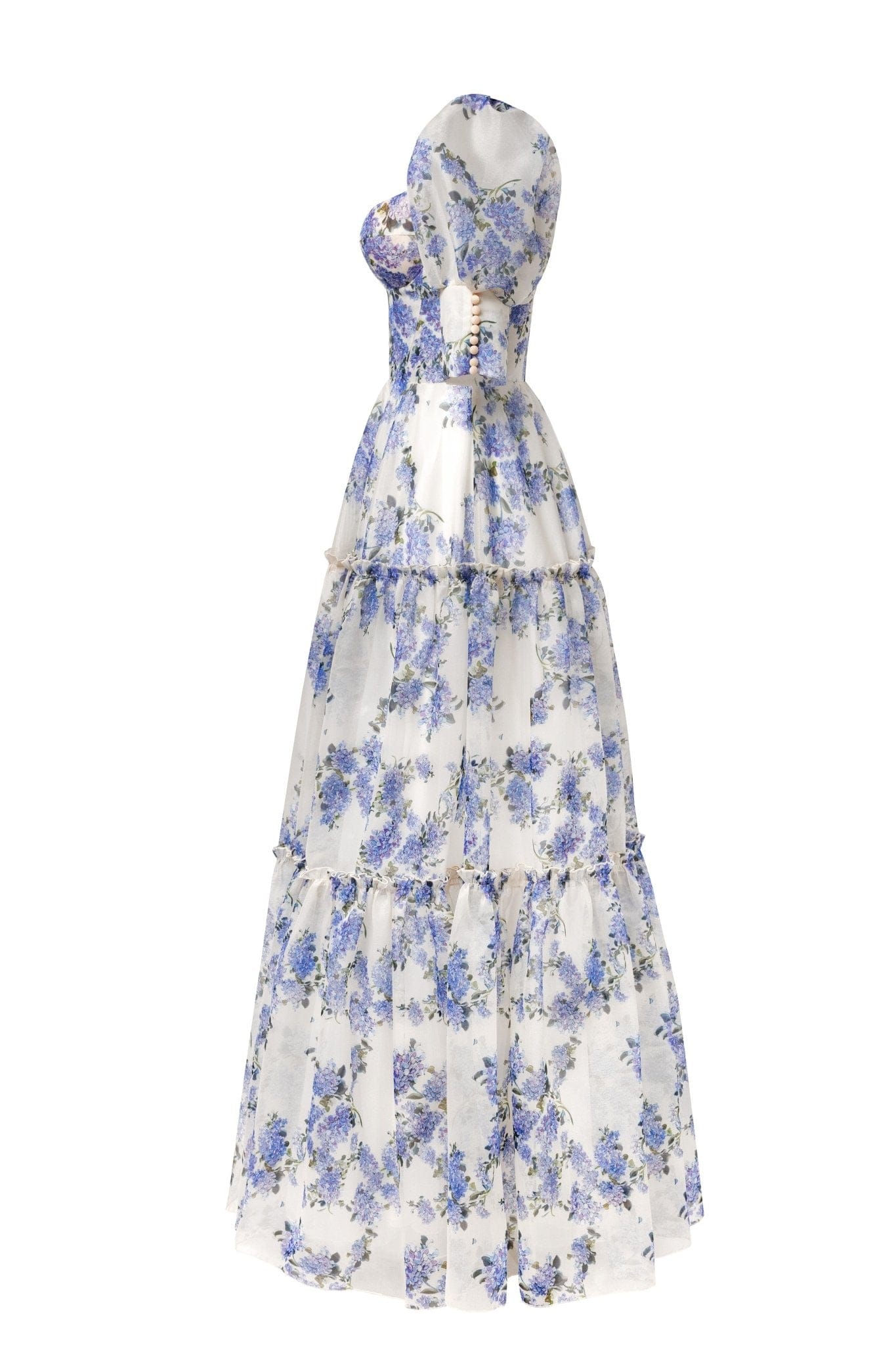 Hydrangea Feminine voluminous sheer sleeves dress - Image 6