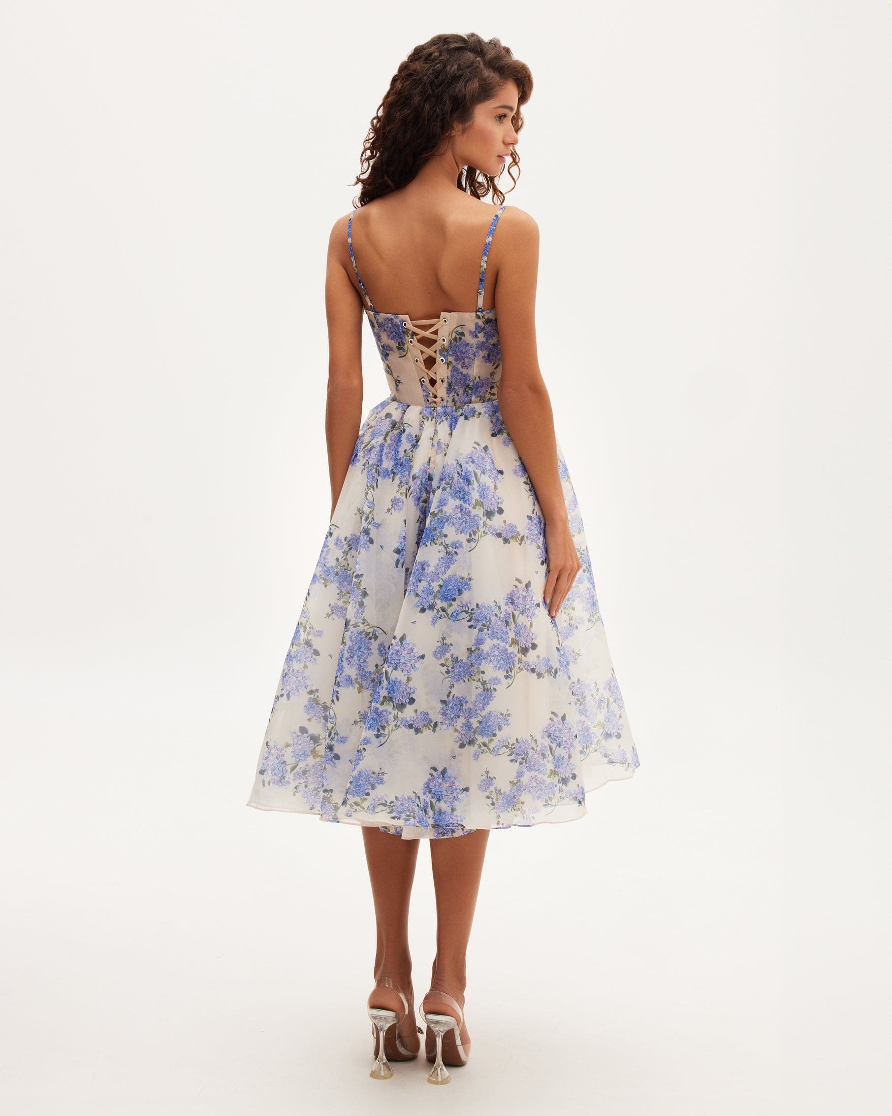 Hydrangea spaghetti strap midi dress - Image 3