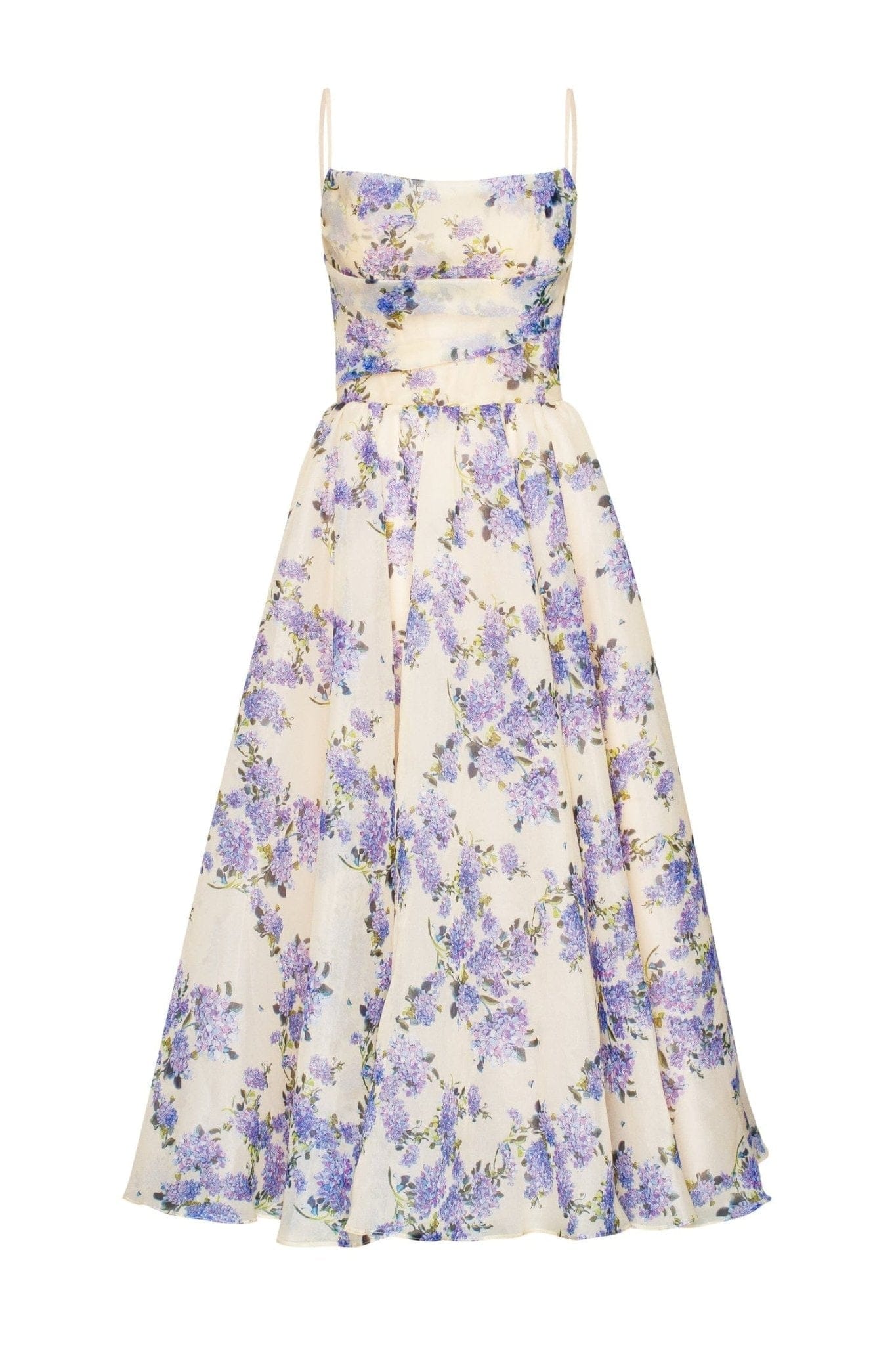 Hydrangea Tender spaghetti strap midi dress