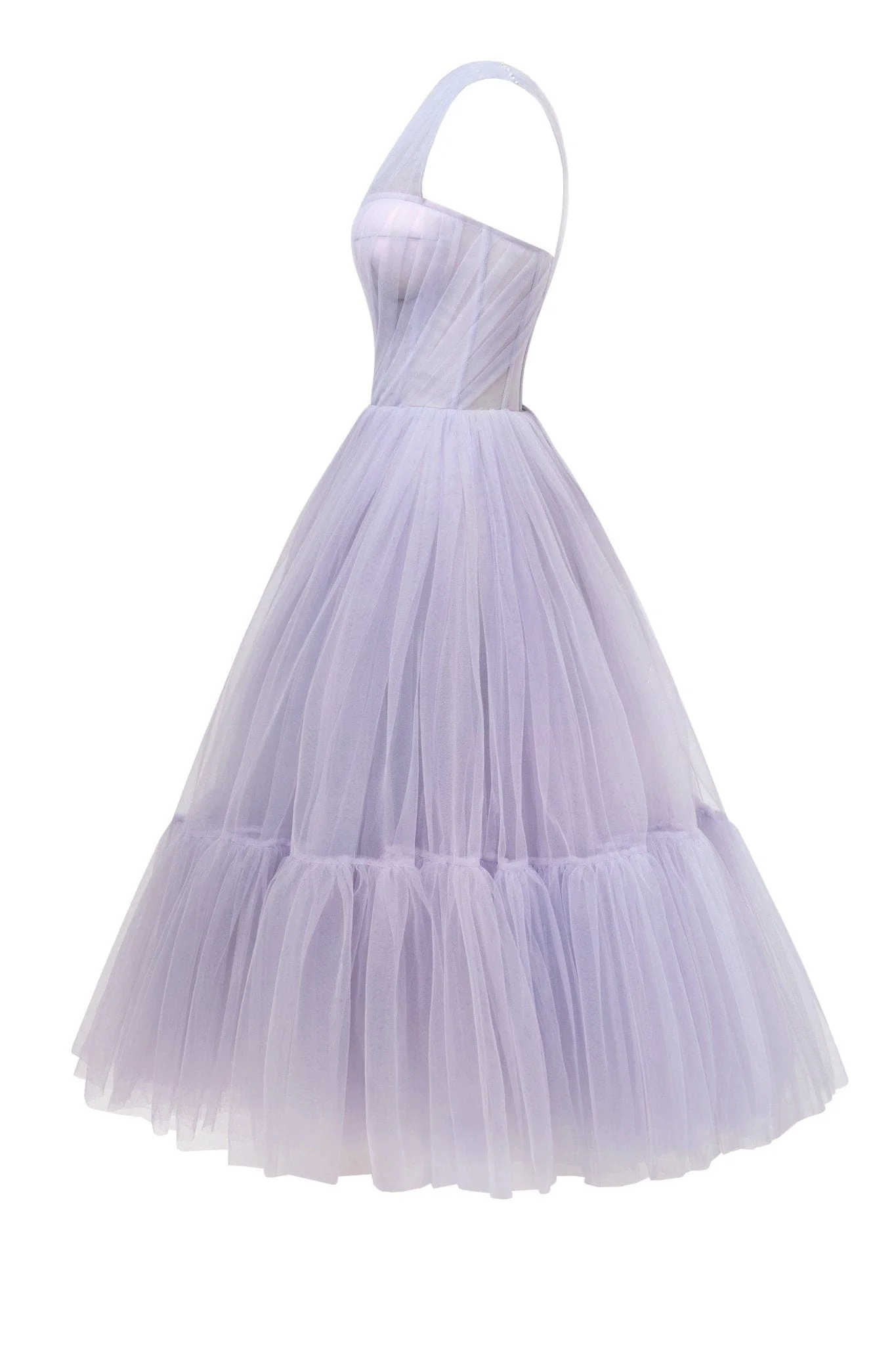 Lavender One-Shoulder Cocktail Tulle Dress - Image 7