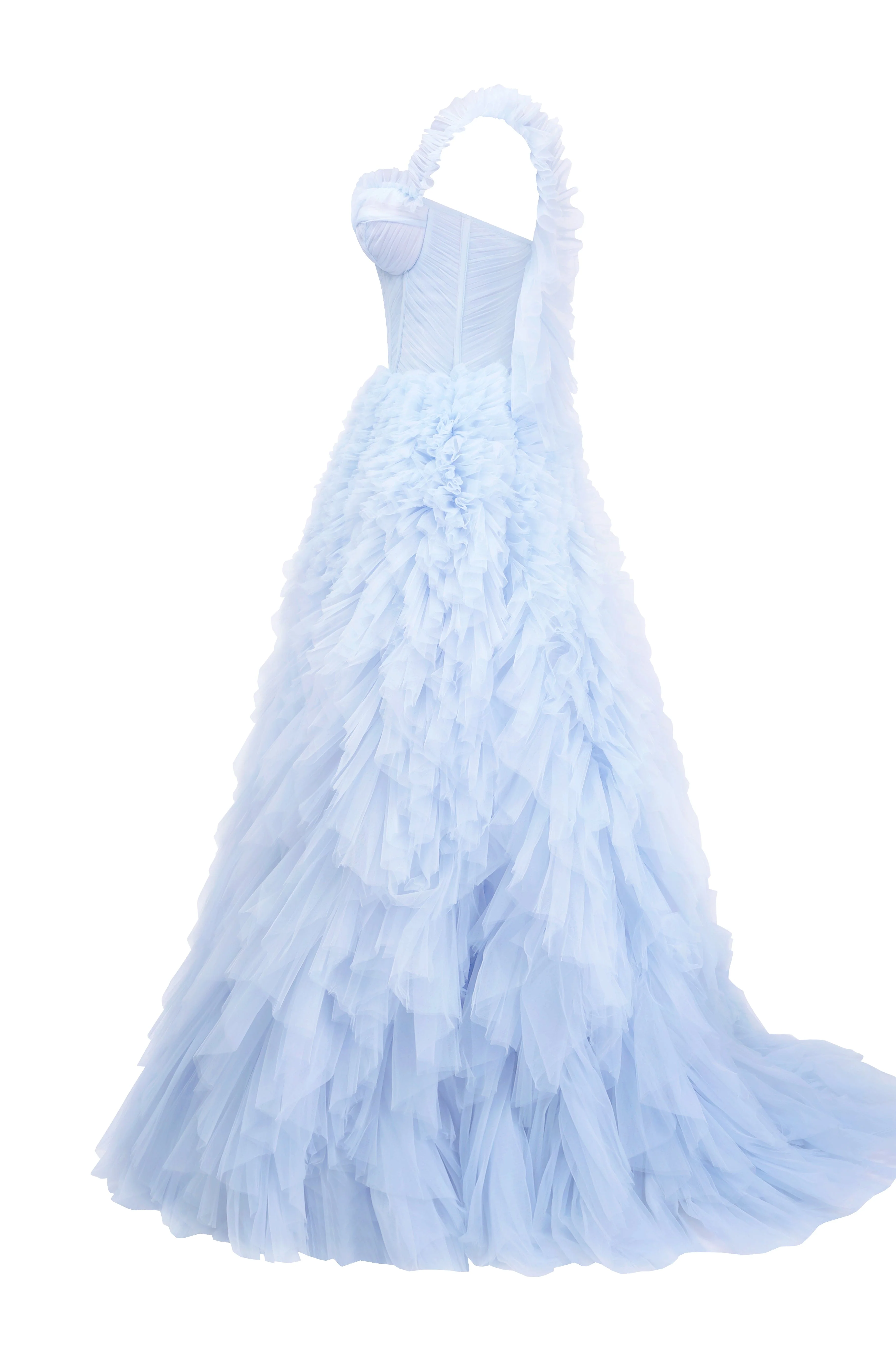 Light Blue All Ruffled Up Evening Fluffy Dress - Image 7