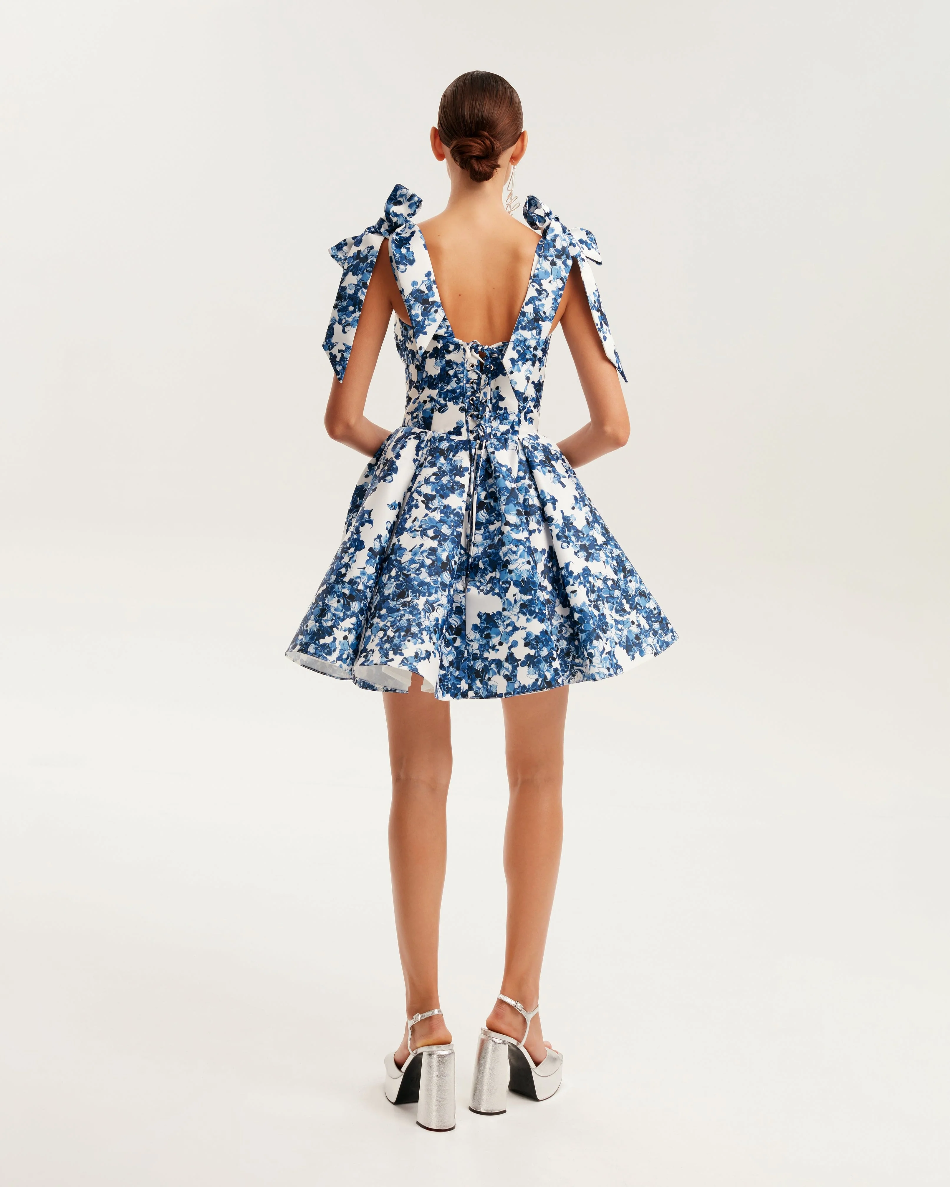 Marvelous blue hydrangea mini dress on straps, Garden of Eden - Image 3