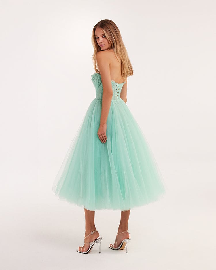 Mint green tender midi tulle dress - Image 3