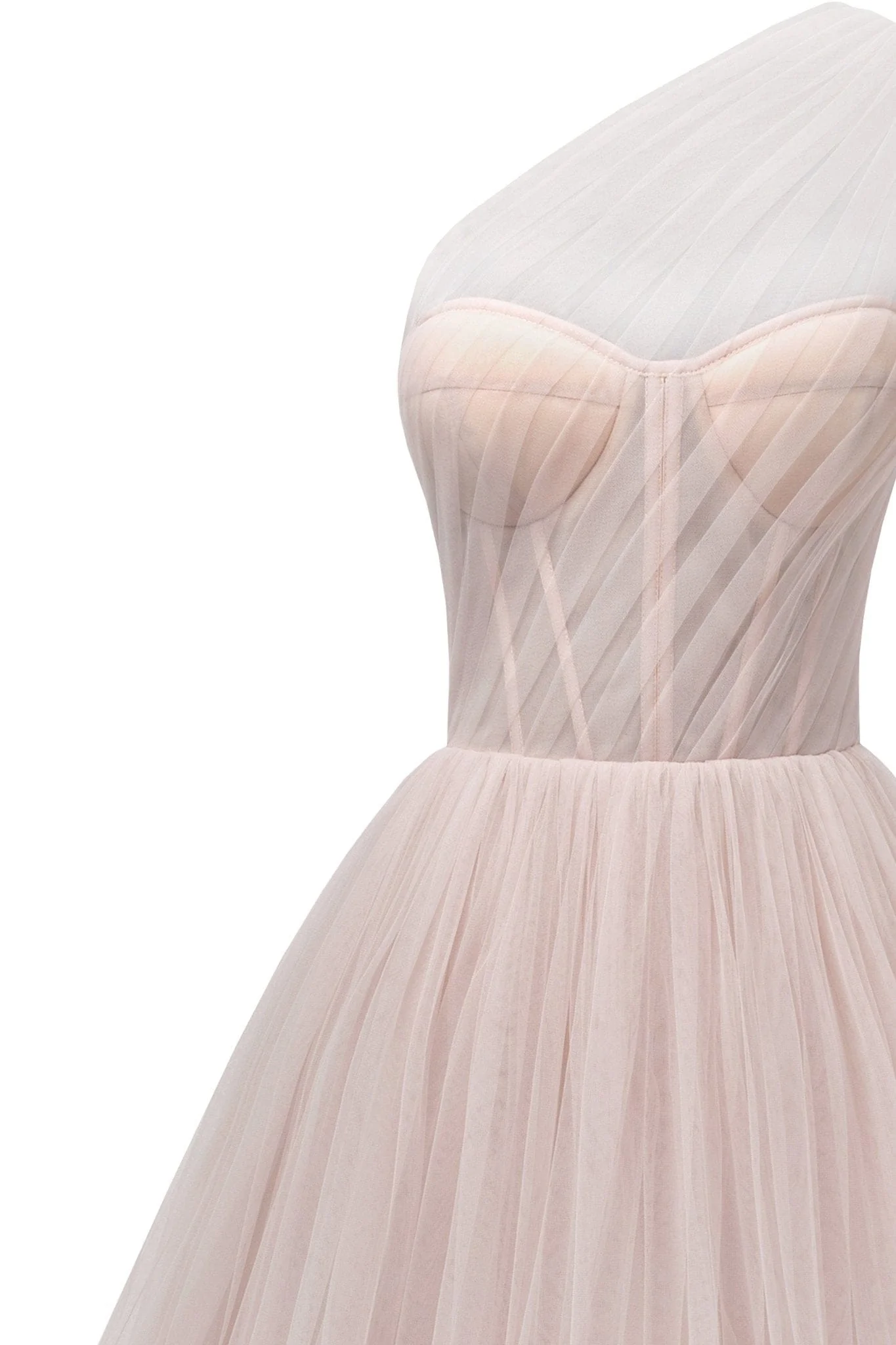 Misty Rose One-Shoulder Cocktail Tulle Dress - Image 6