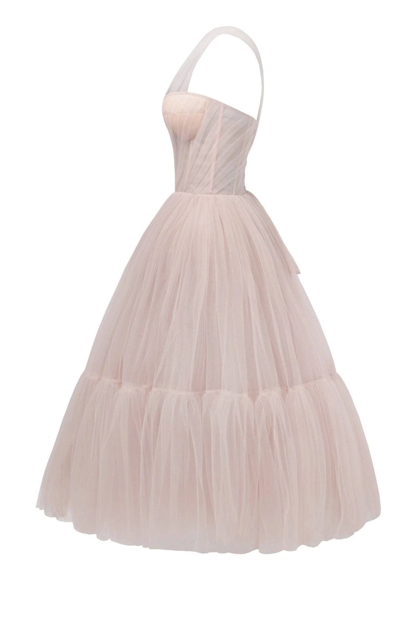 Misty Rose One-Shoulder Cocktail Tulle Dress - Image 7