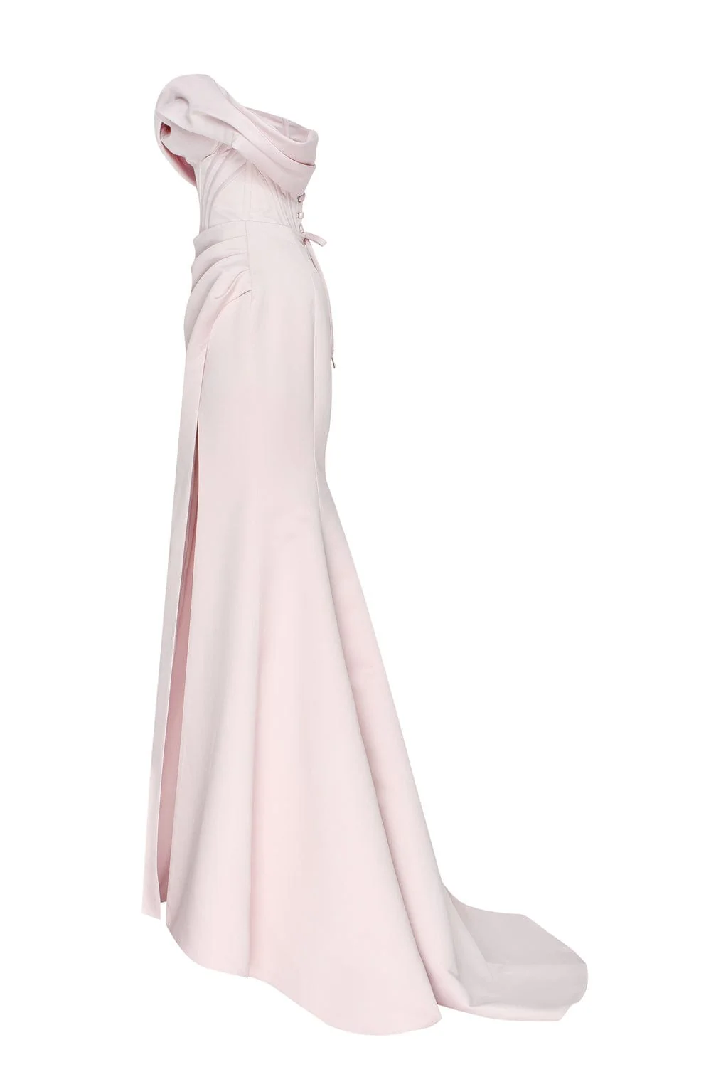 Misty Rose Princess strapless gown with thigh slit - Image 6
