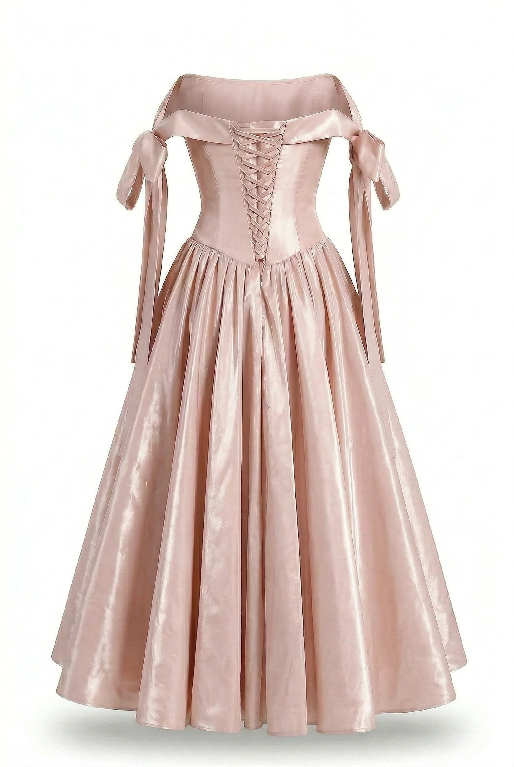 Misty Rose Taffeta Corset Midi Dress - Image 4