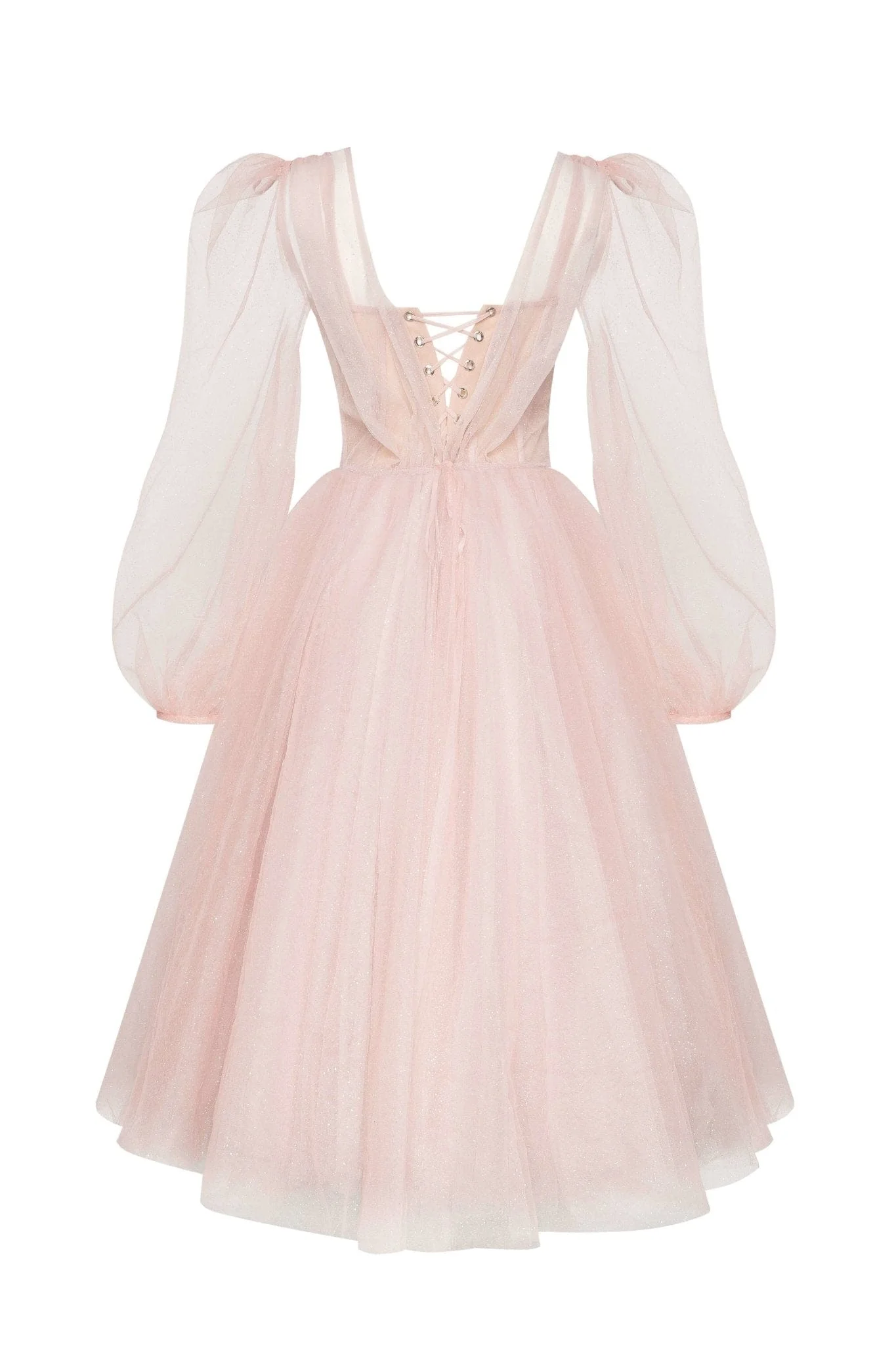 Misty Rose Tie shoulder midi tulle dress - Image 7