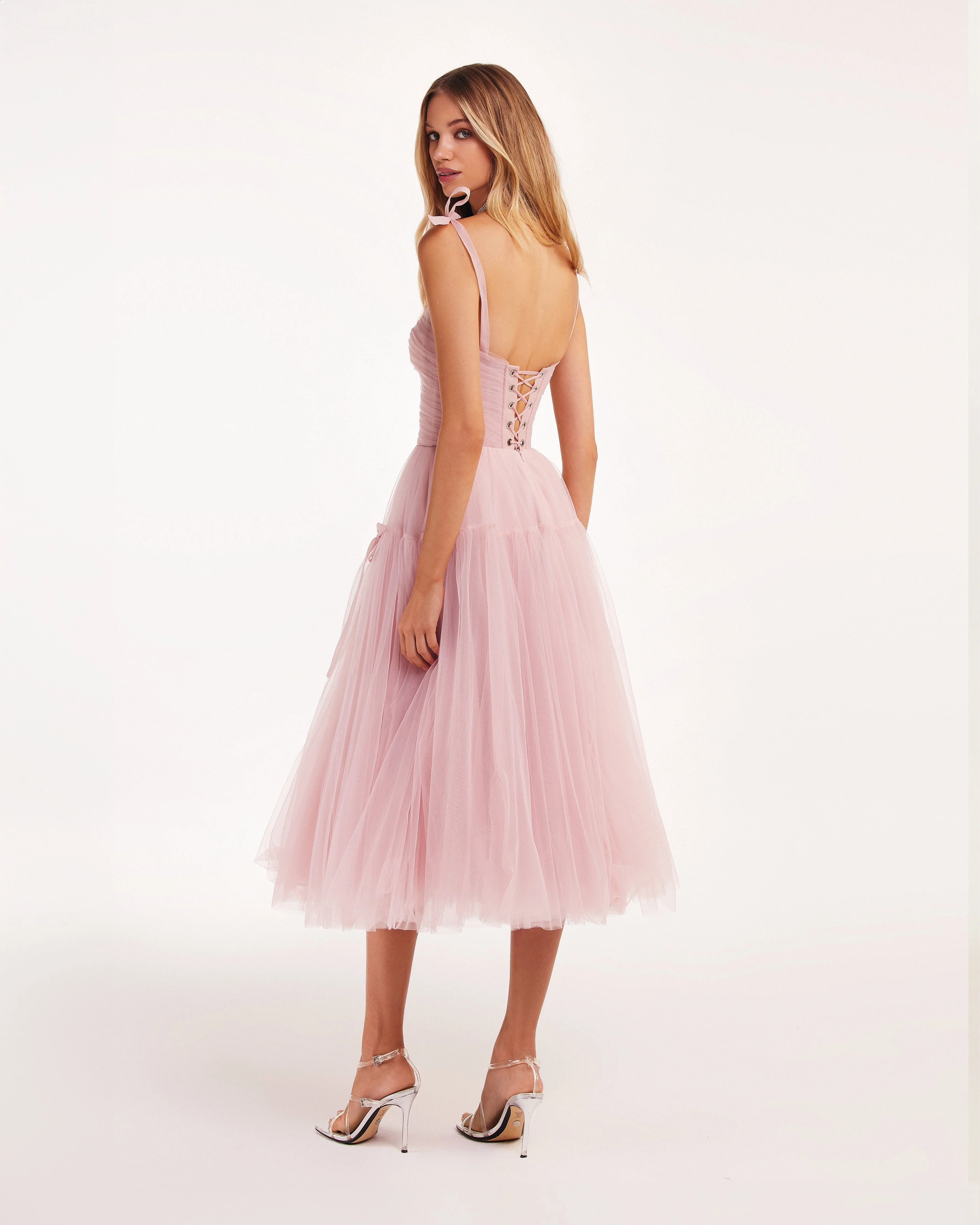 Pink tie-straps tulle dress - Image 3