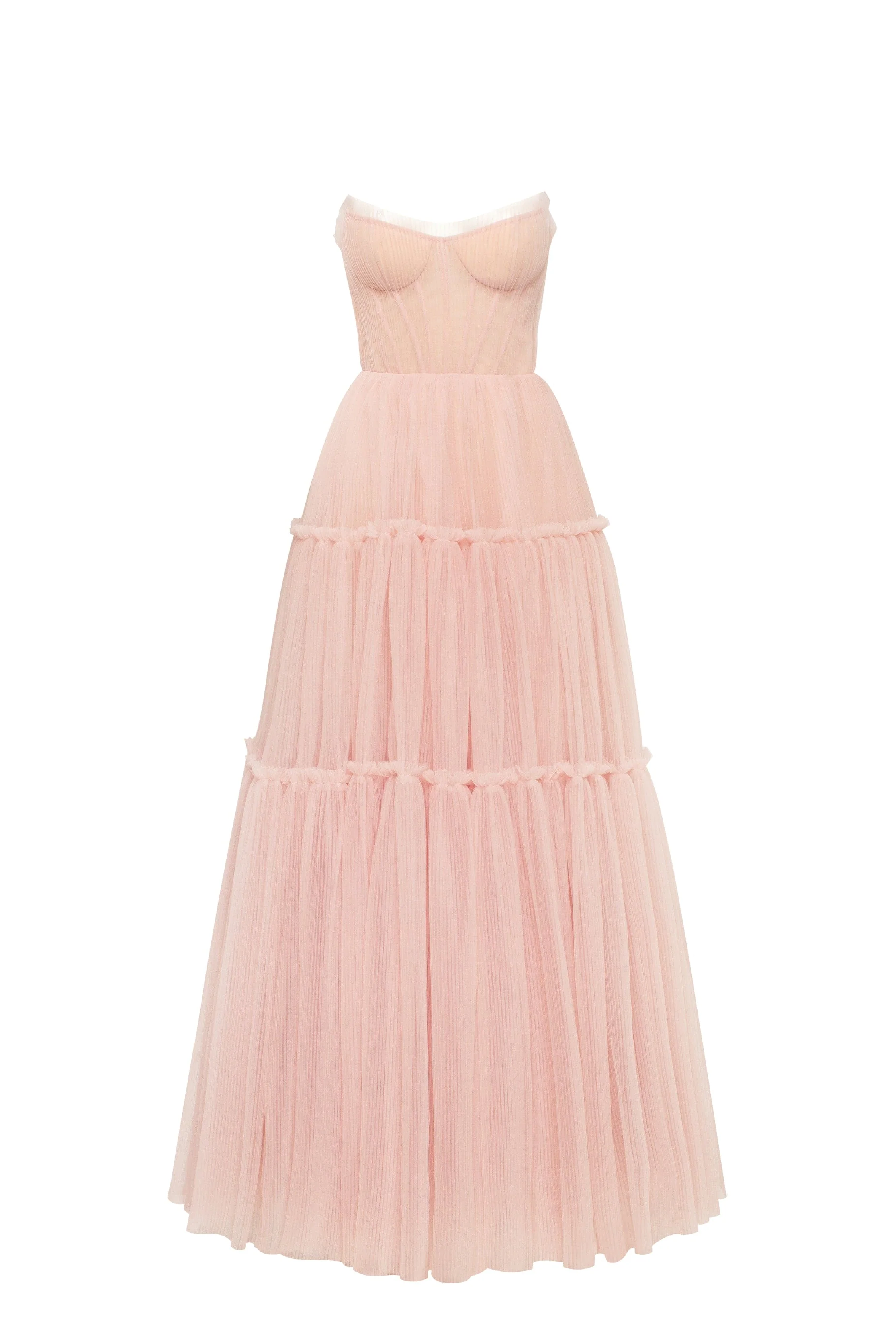 Misty rose tulle maxi dress with ruffled skirt, Garden of Eden - Image 2
