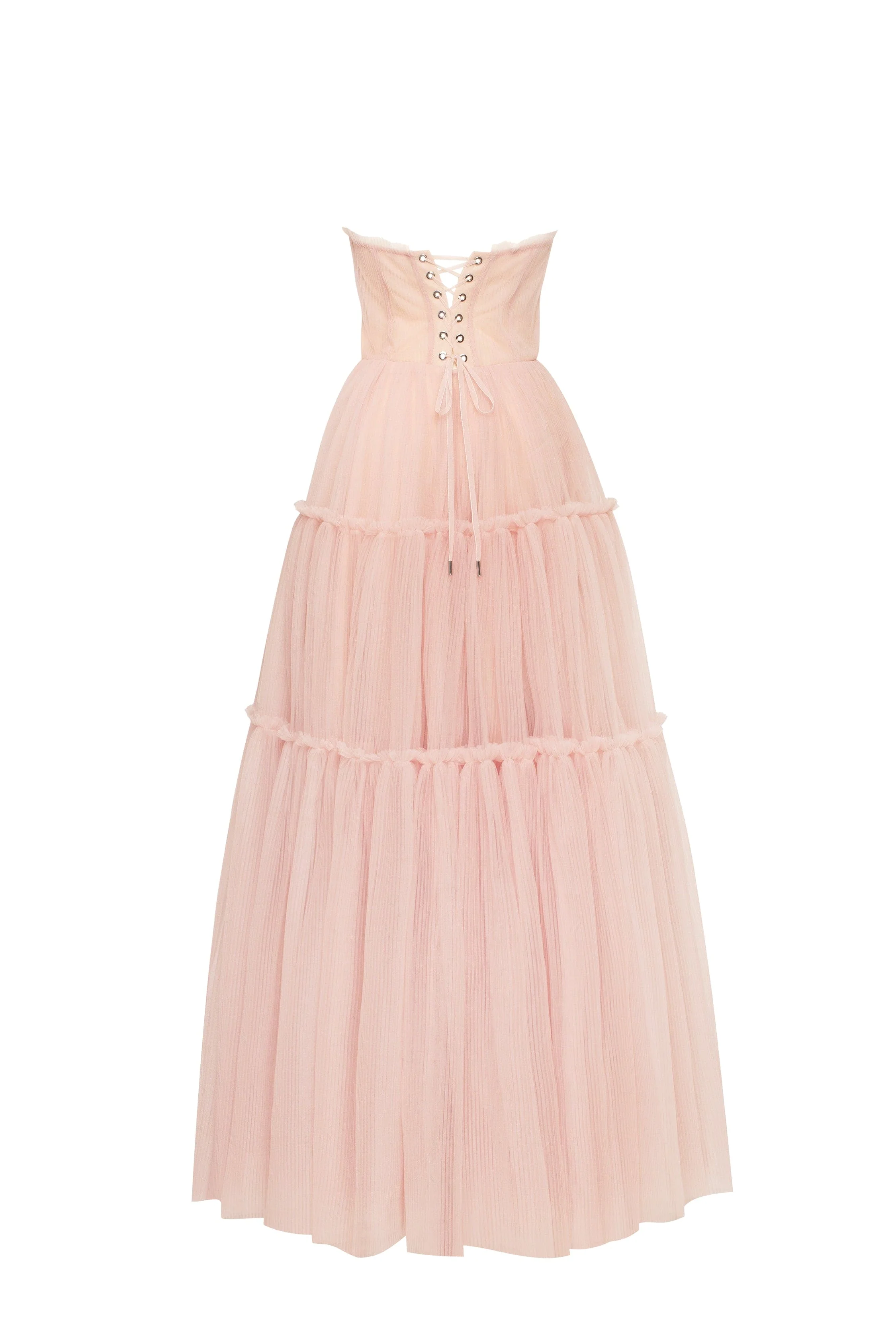 Misty rose tulle maxi dress with ruffled skirt, Garden of Eden - Image 4