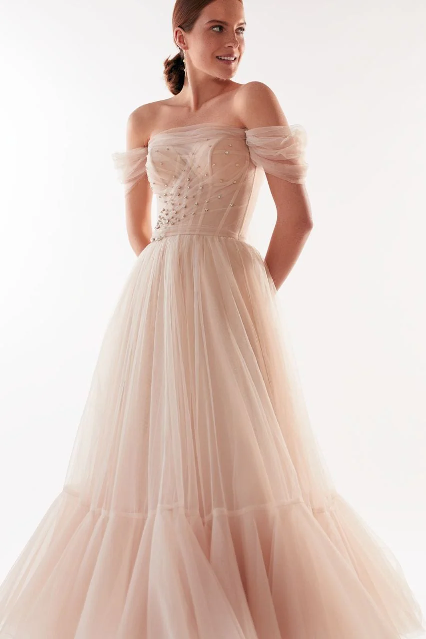 Off-the-Shoulder Cocktail Tulle Dress