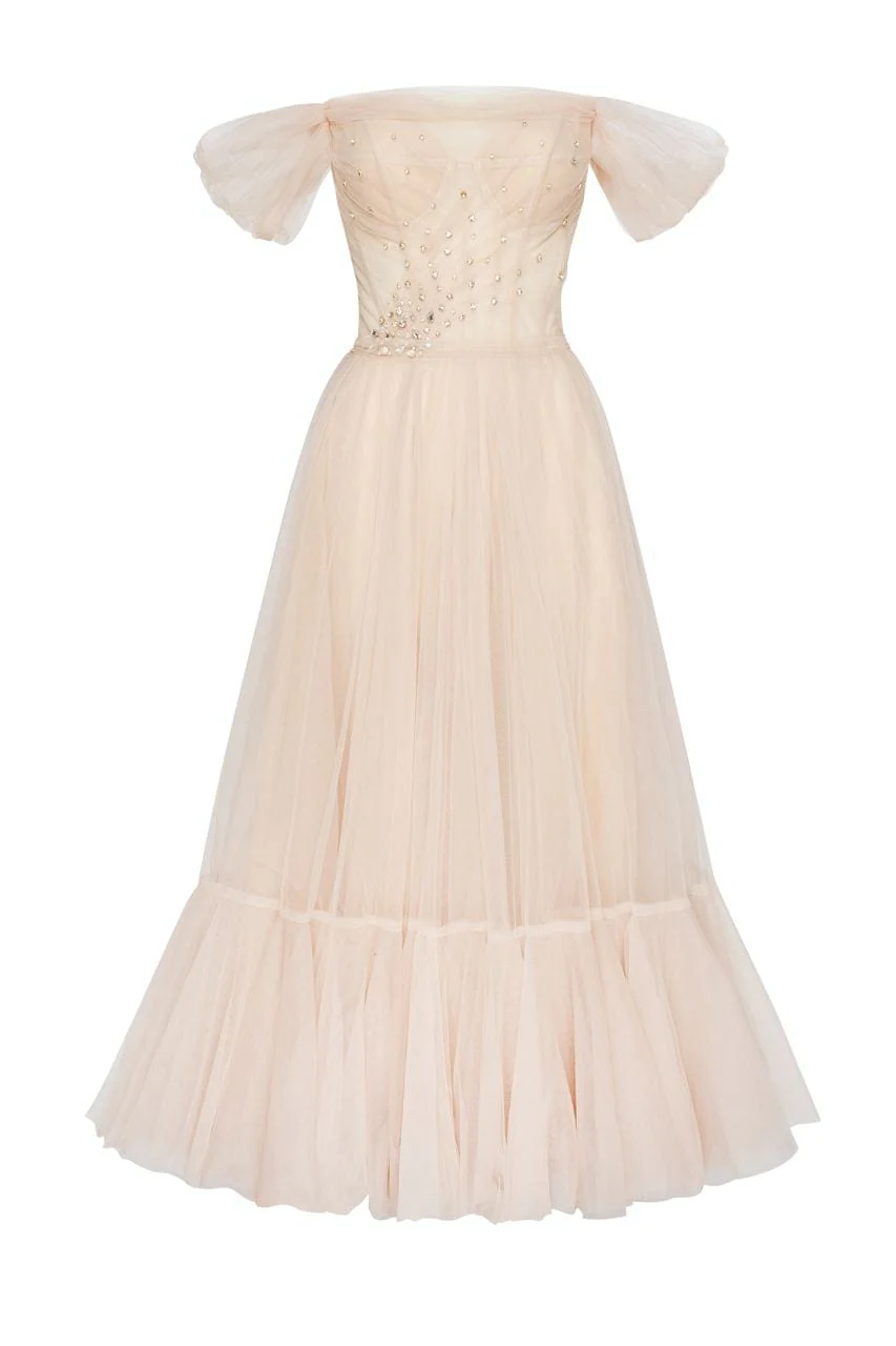 Off-the-Shoulder Cocktail Tulle Dress - Image 2