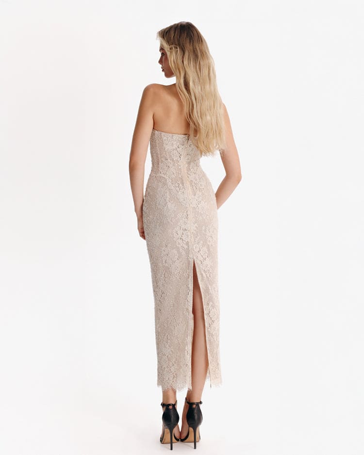 Nude lace corset maxi dress - Image 3