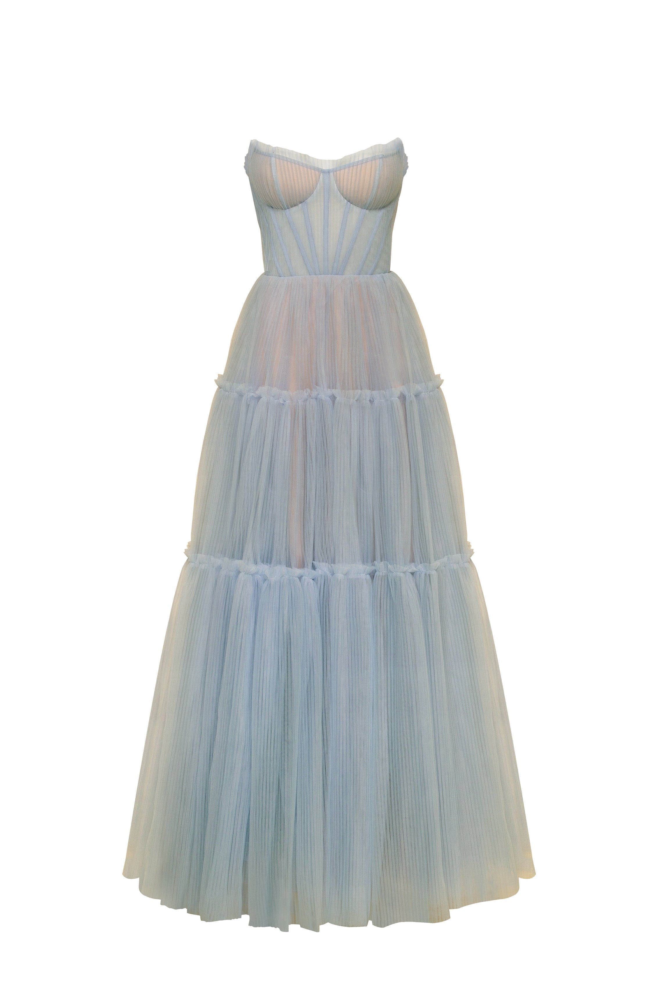 Ocean wave tulle maxi dress with ruffled skirt, Garden of Eden - Image 2