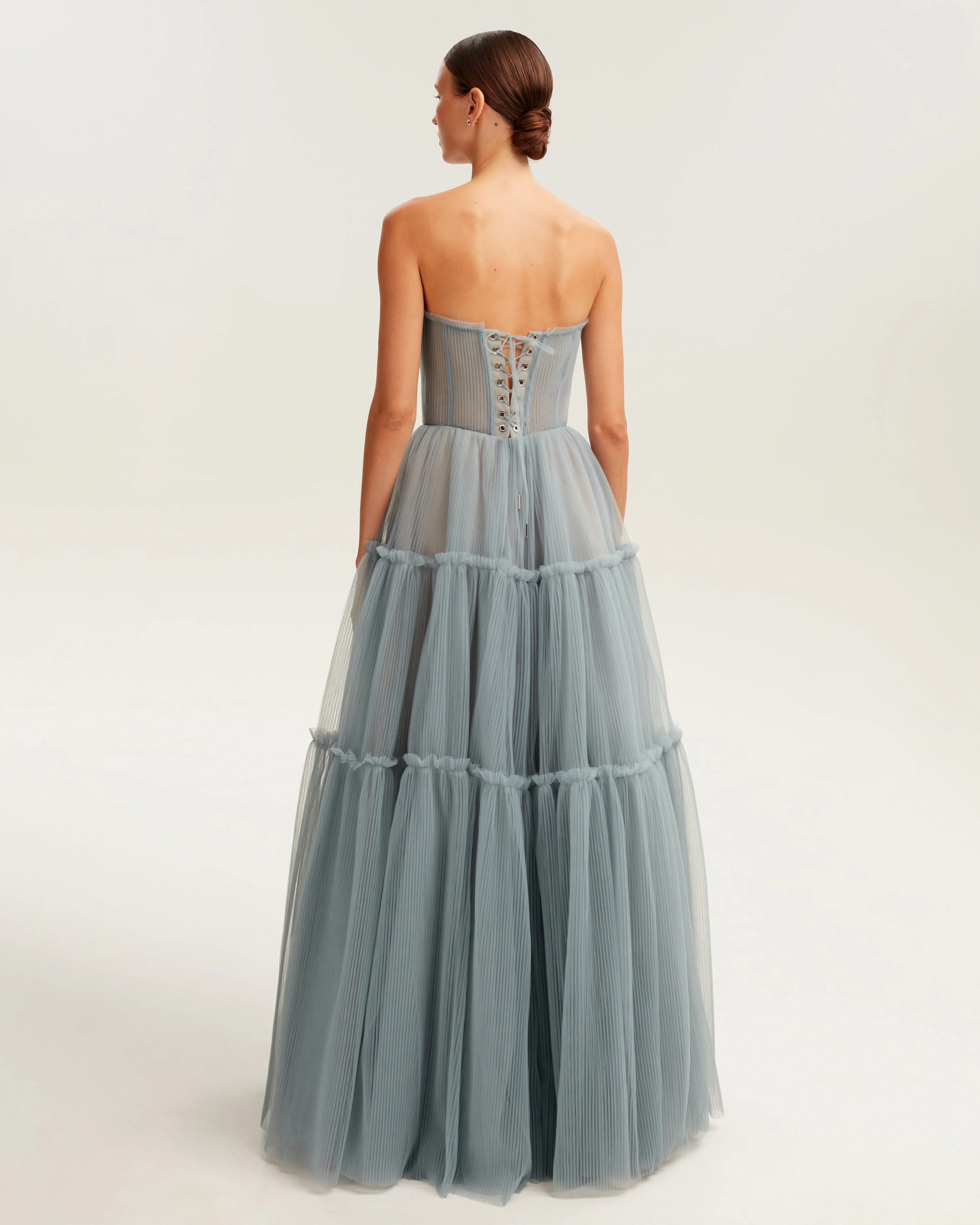 Ocean wave tulle maxi dress with ruffled skirt, Garden of Eden - Image 3