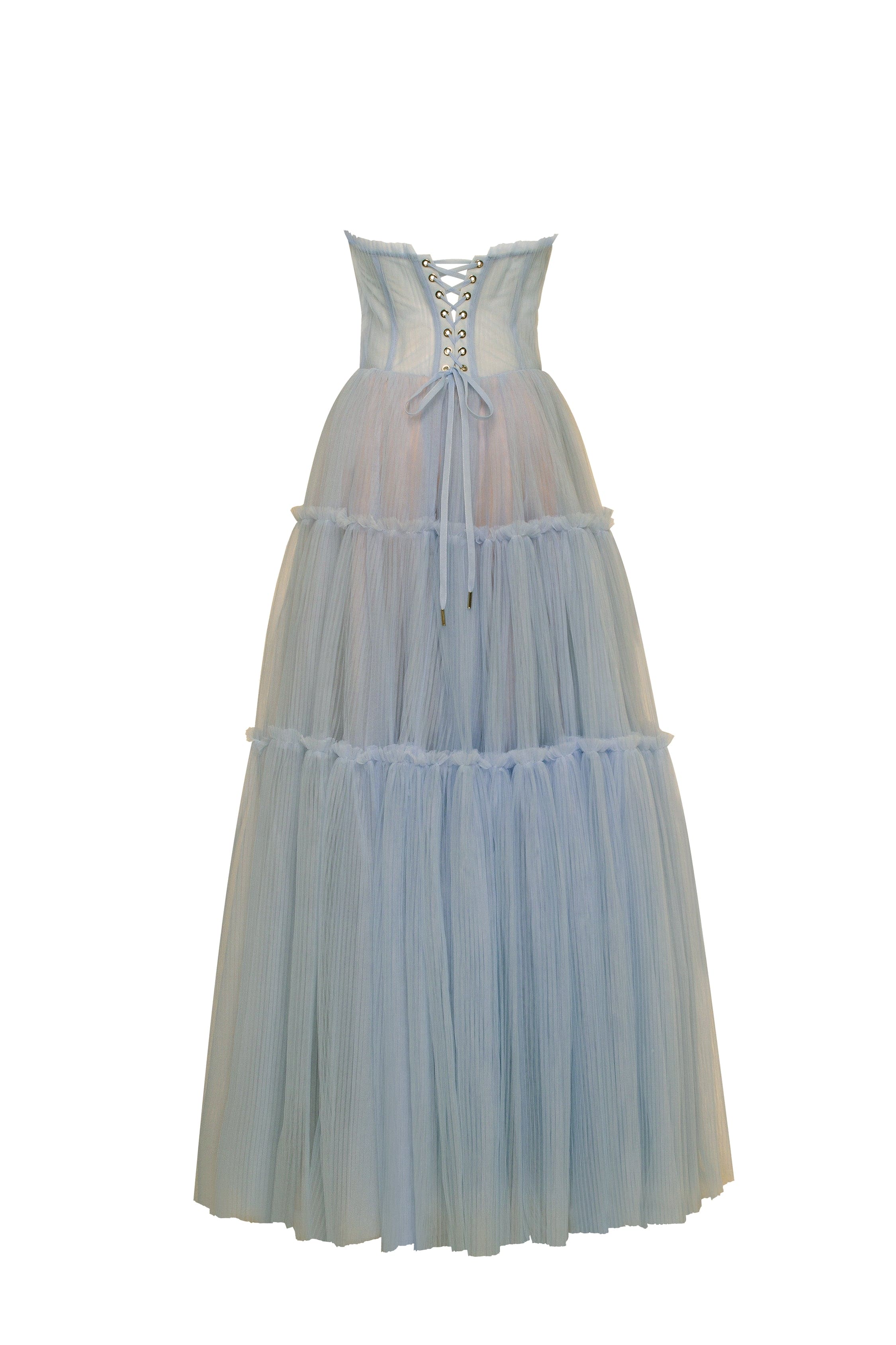 Ocean wave tulle maxi dress with ruffled skirt, Garden of Eden - Image 4