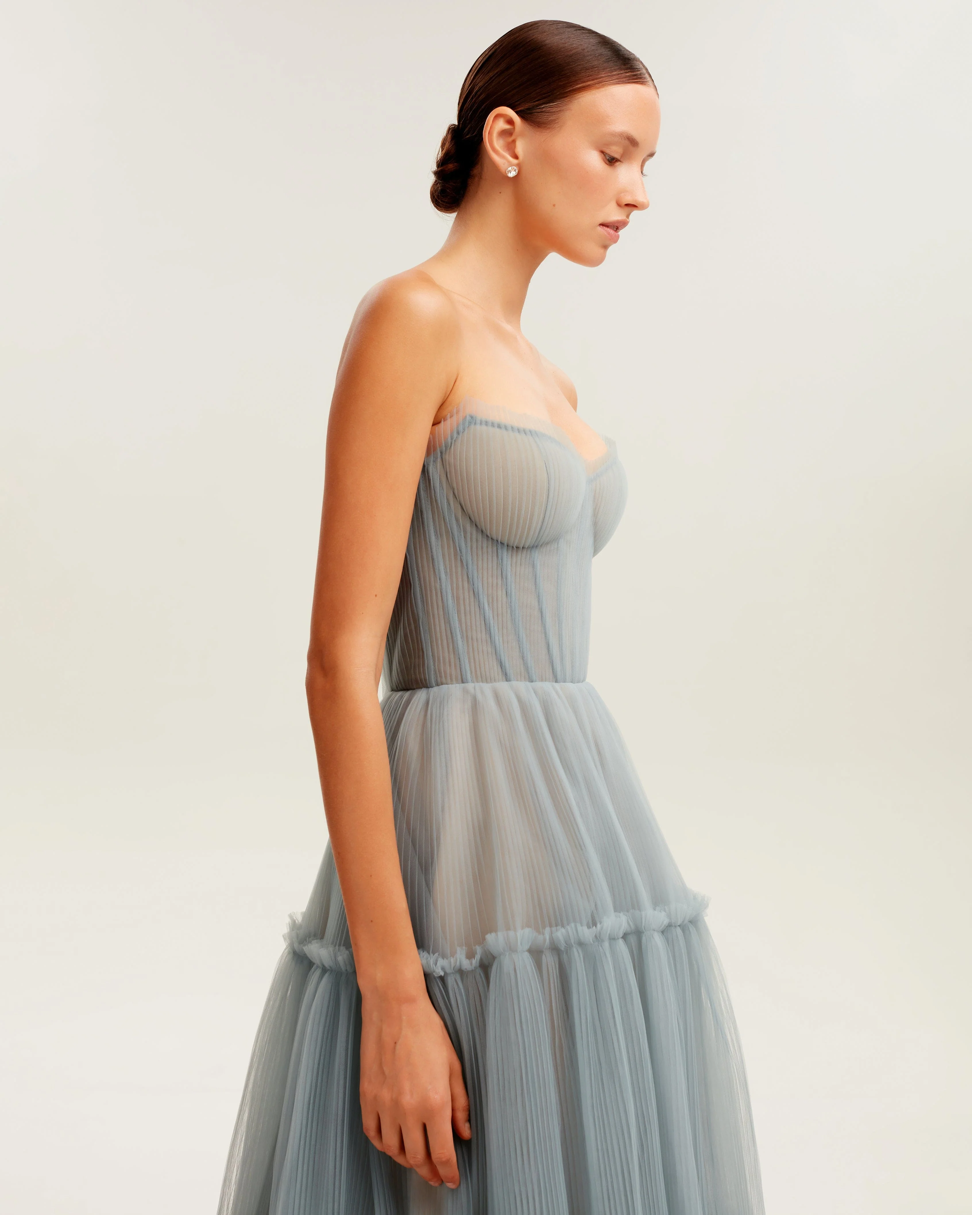 Ocean wave tulle maxi dress with ruffled skirt, Garden of Eden - Image 5