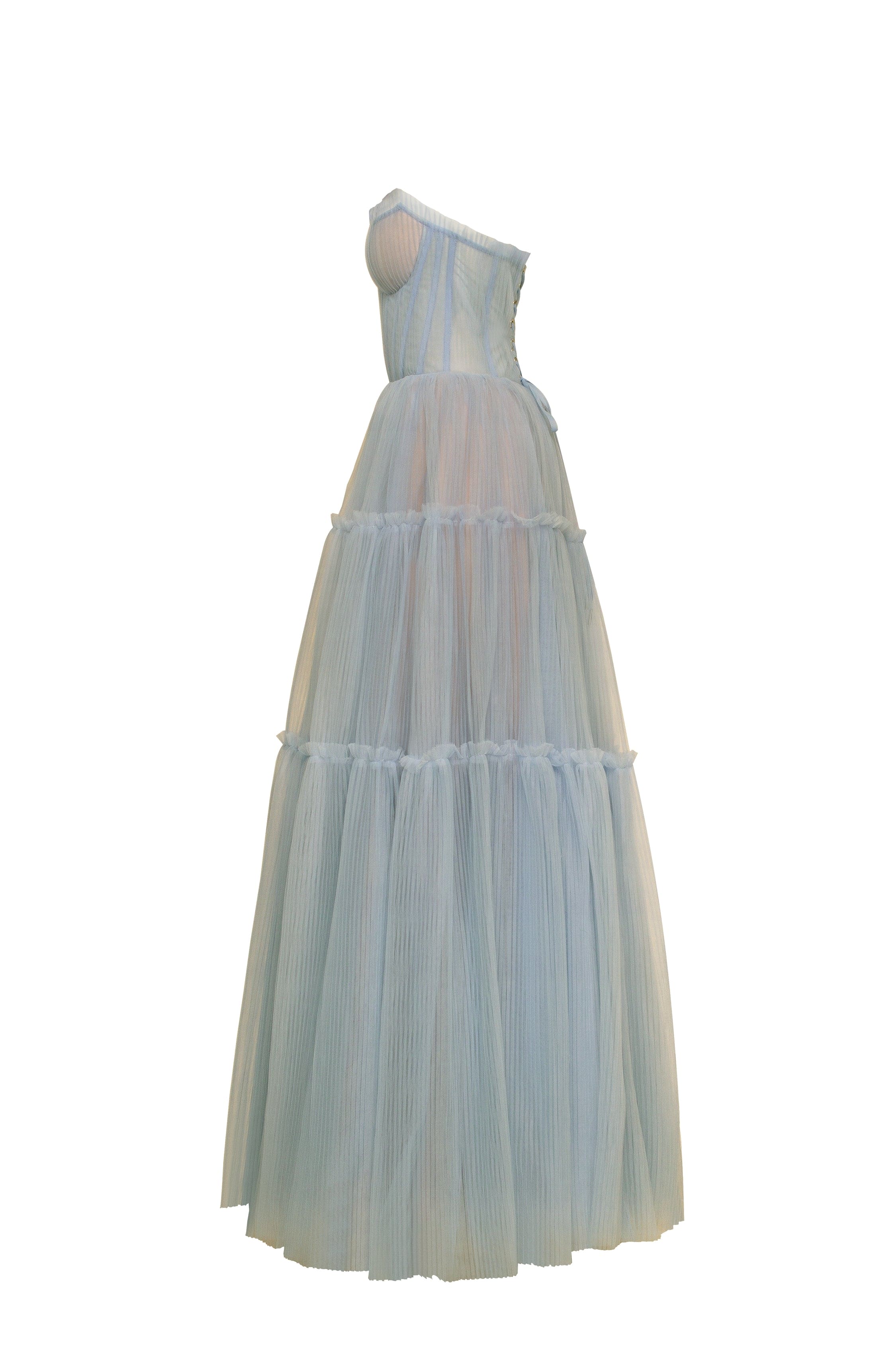 Ocean wave tulle maxi dress with ruffled skirt, Garden of Eden - Image 7