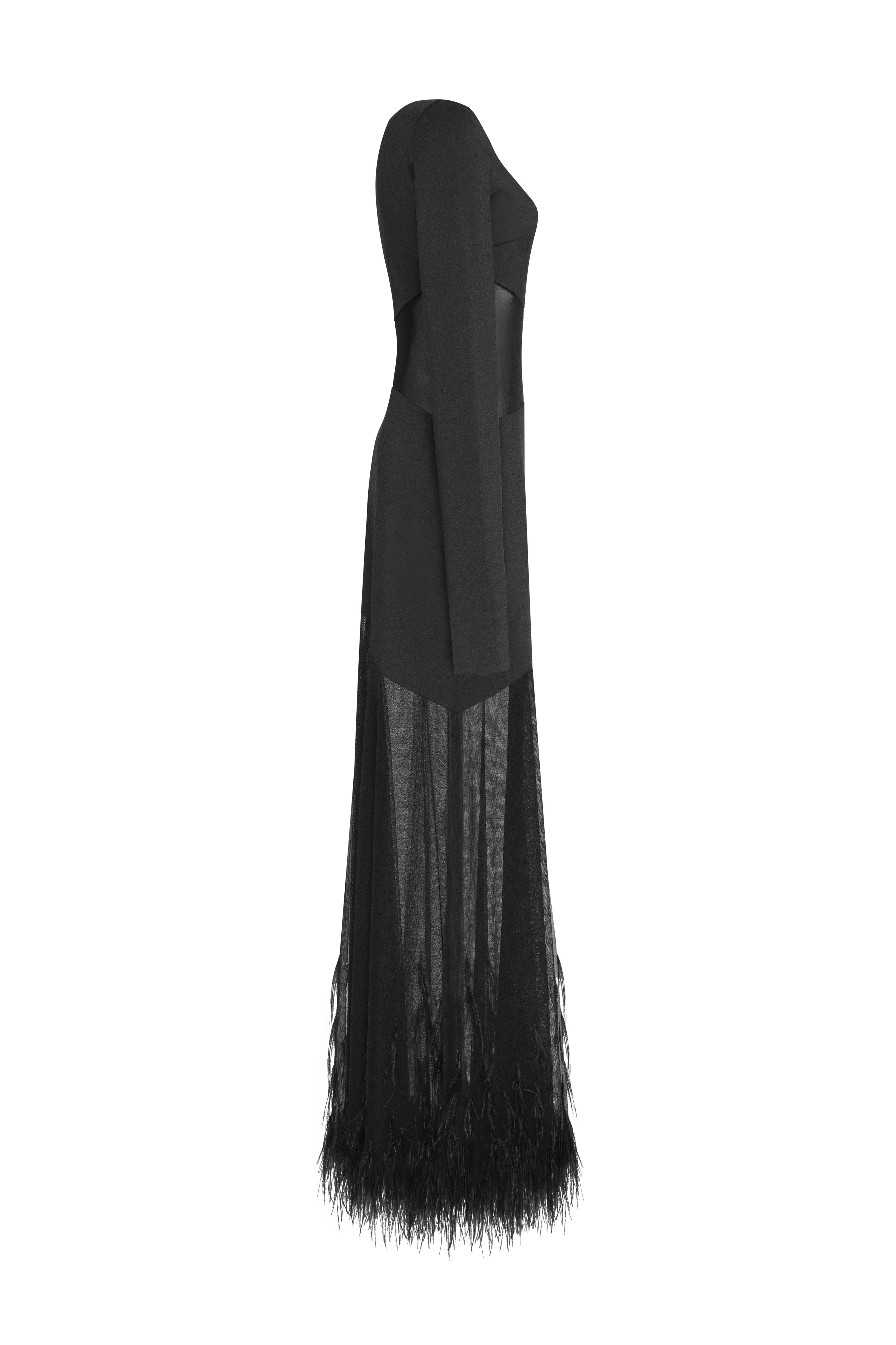 One-shoulder maxi dress with feather-trimmed bottom, Xo Xo - Image 6