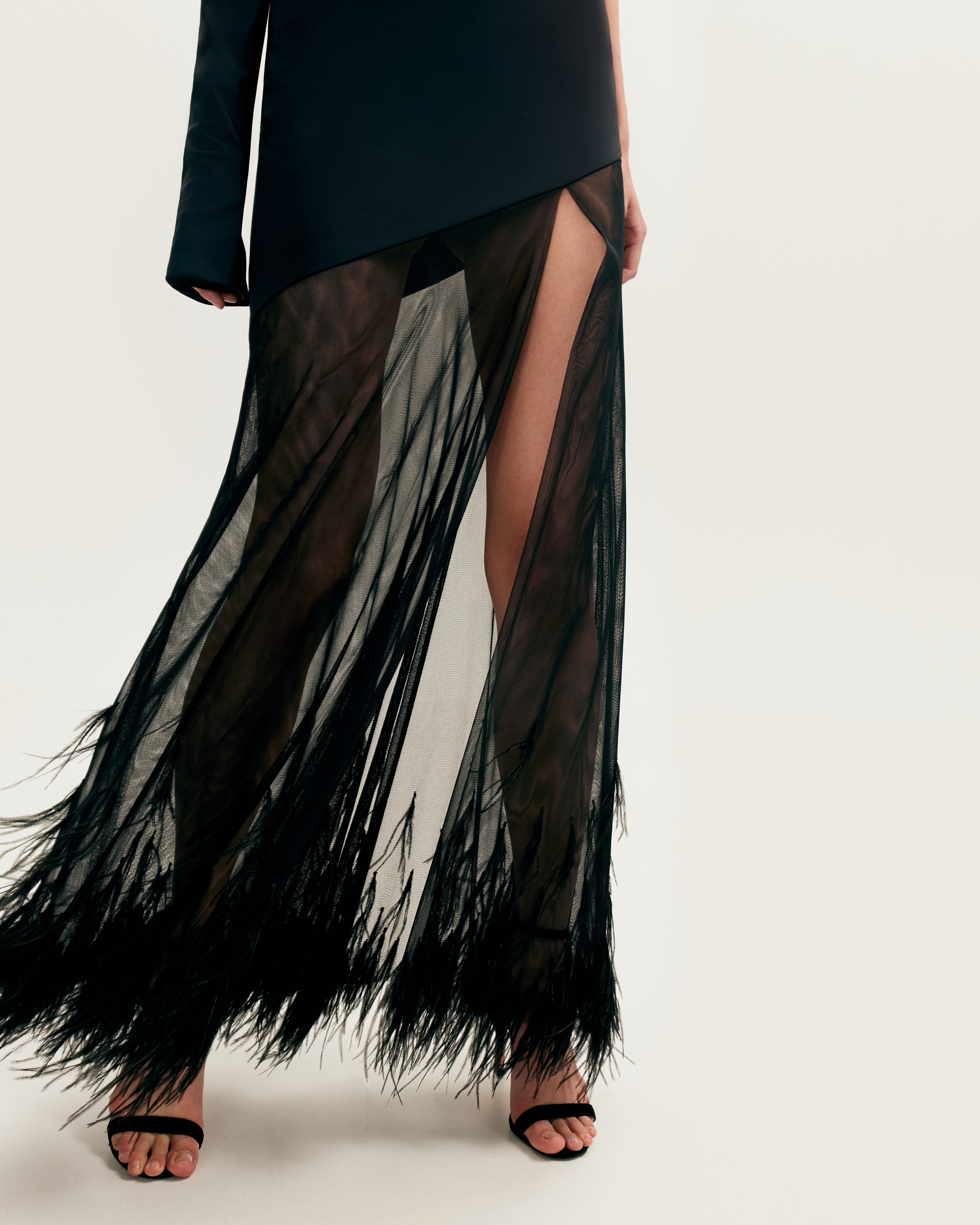One-shoulder maxi dress with feather-trimmed bottom, Xo Xo - Image 8