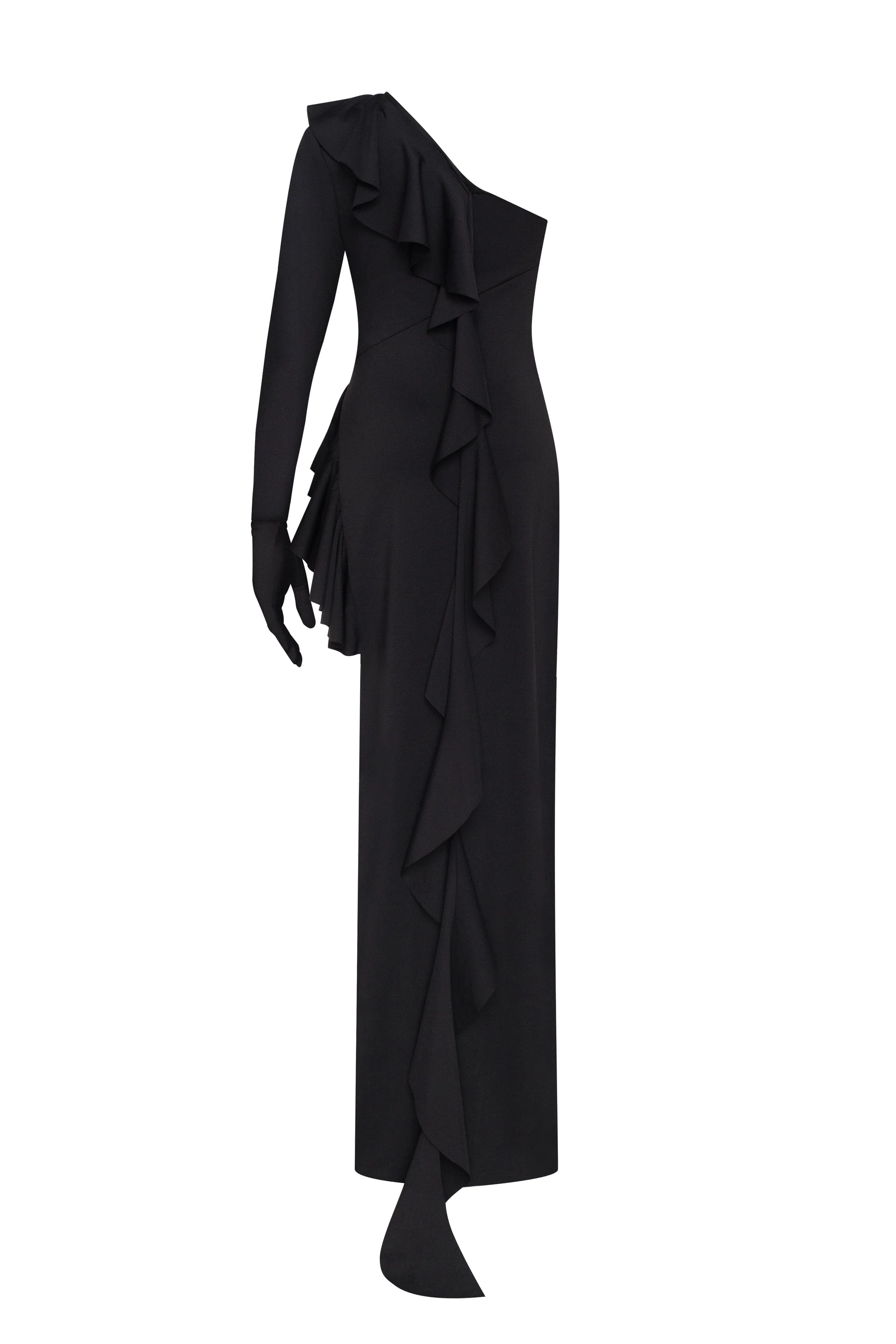 One-shoulder ruffle-trimmed maxi dress in black, Xo Xo - Image 4