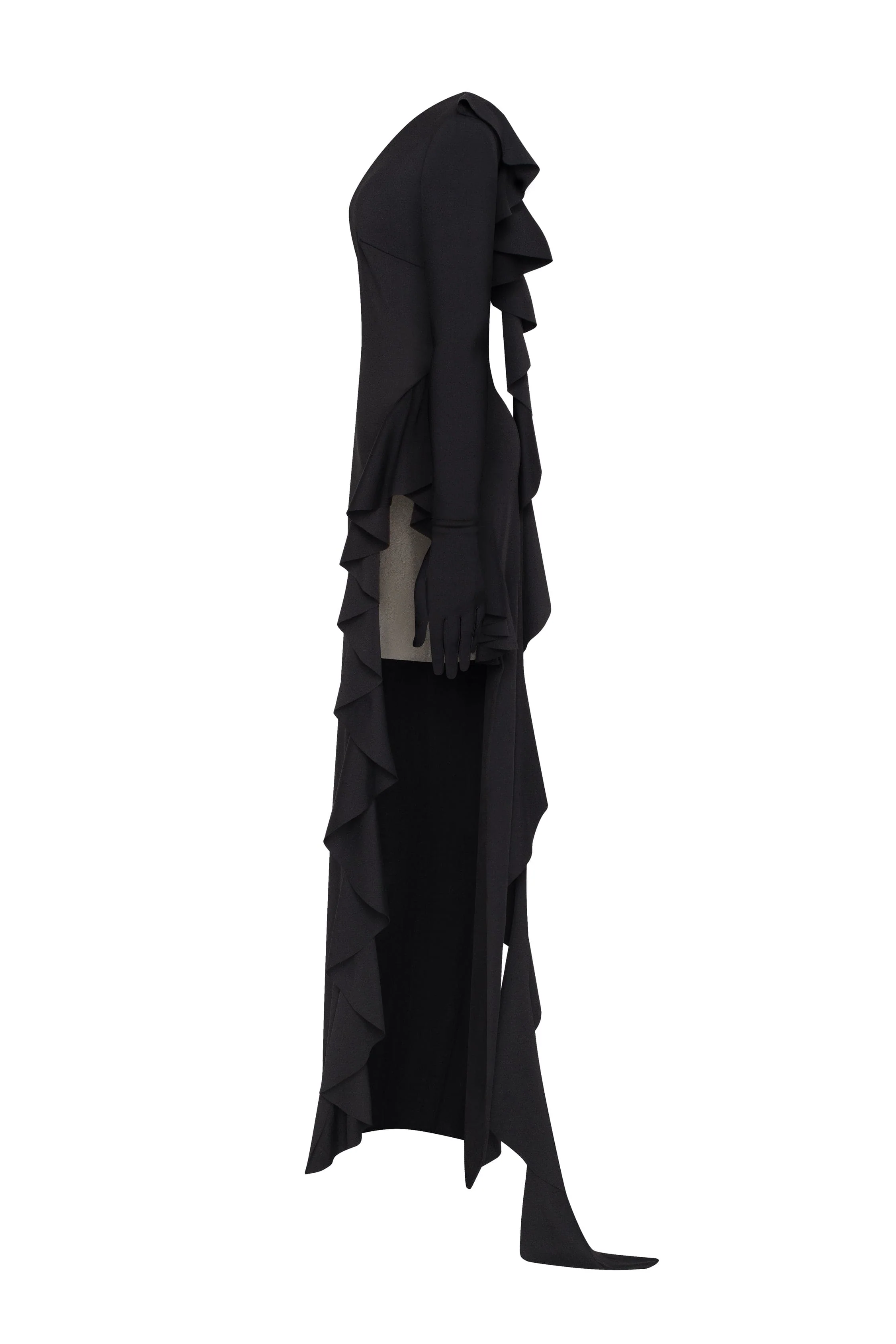 One-shoulder ruffle-trimmed maxi dress in black, Xo Xo - Image 5