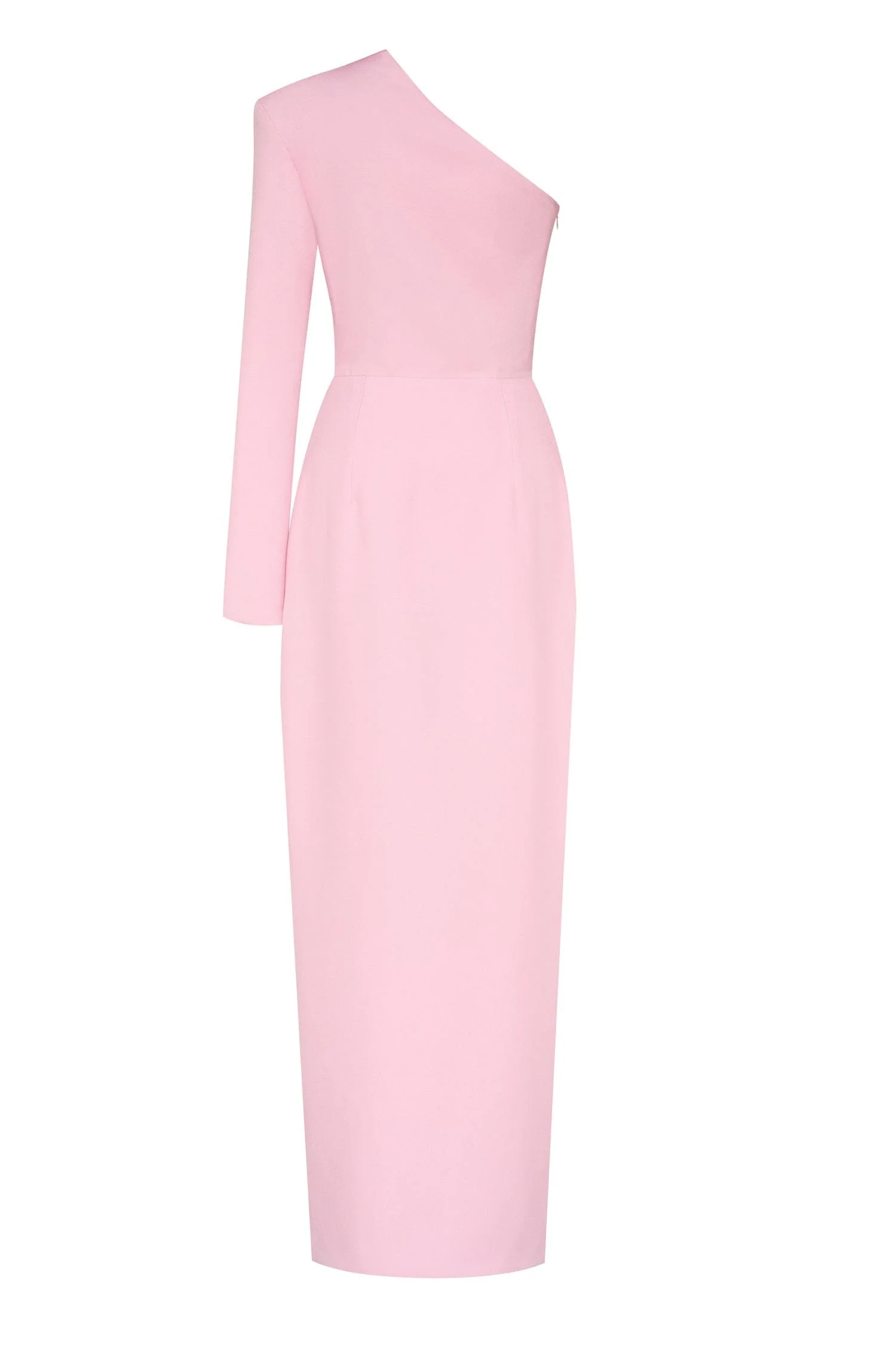 Pink Long-sleeved dress with sharp shoulder cut - Image 4