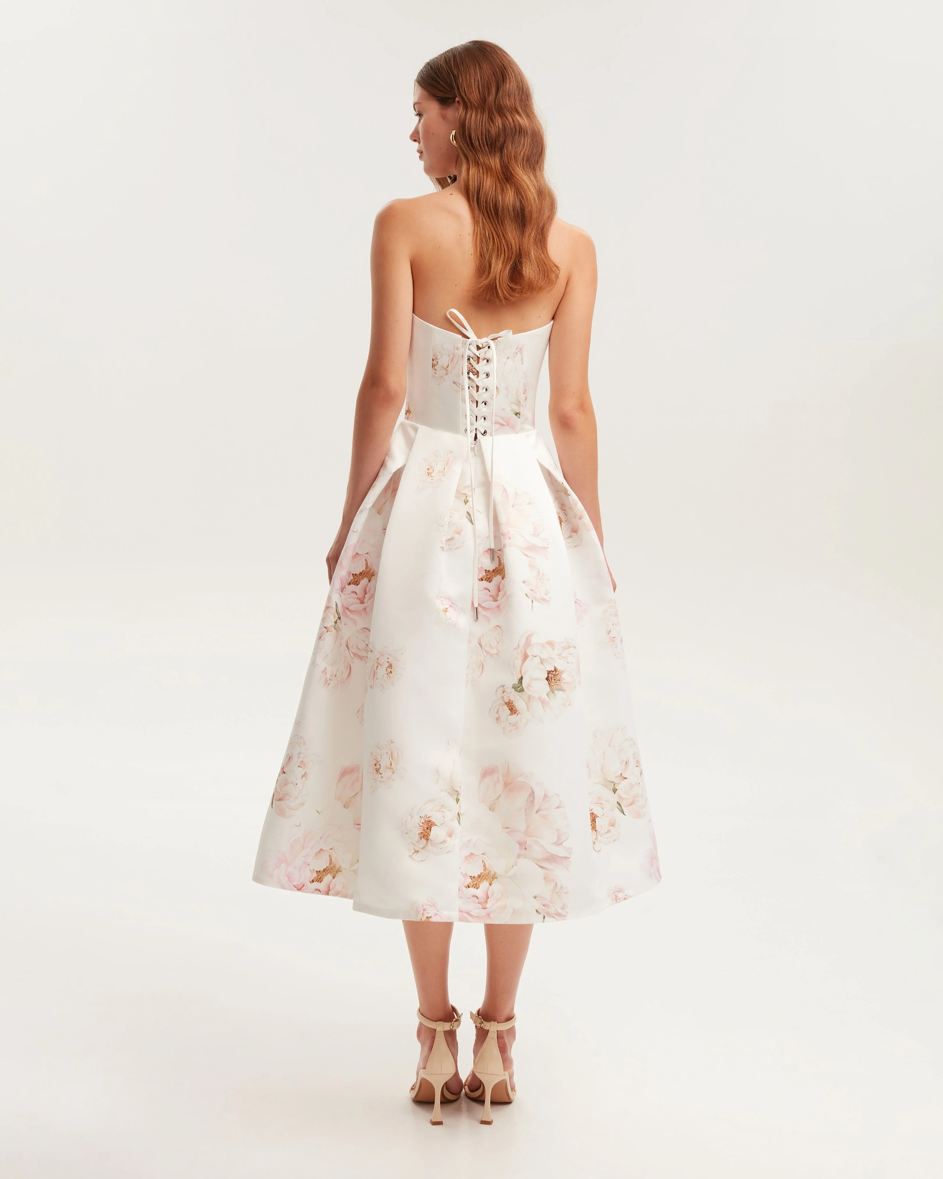 Pink peony corset midi dress, Garden of Eden - Image 3