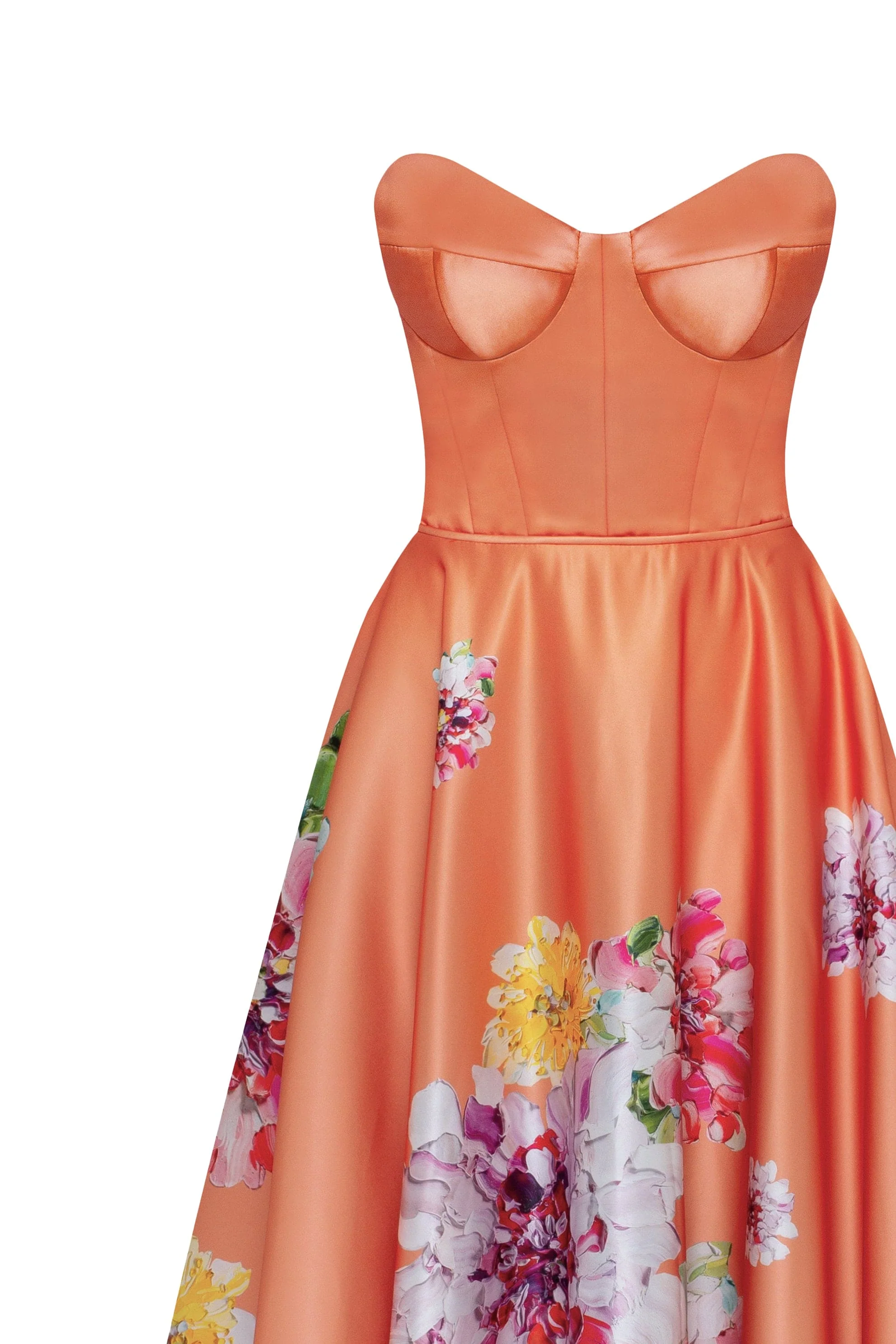 Playful orange floral midi dress with bow, Glow-Up - Image 11
