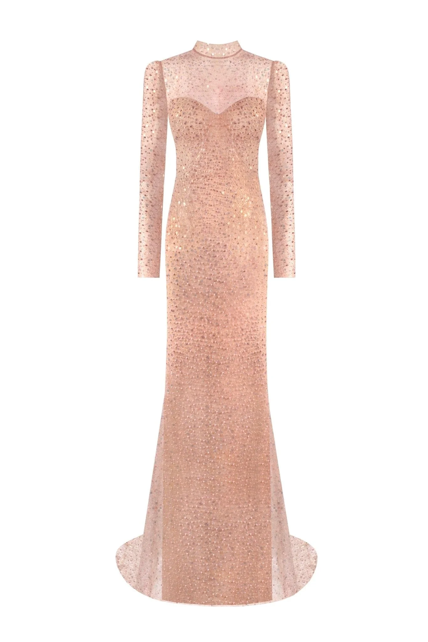 Radiant long-sleeved maxi dress in rose gold - Image 2