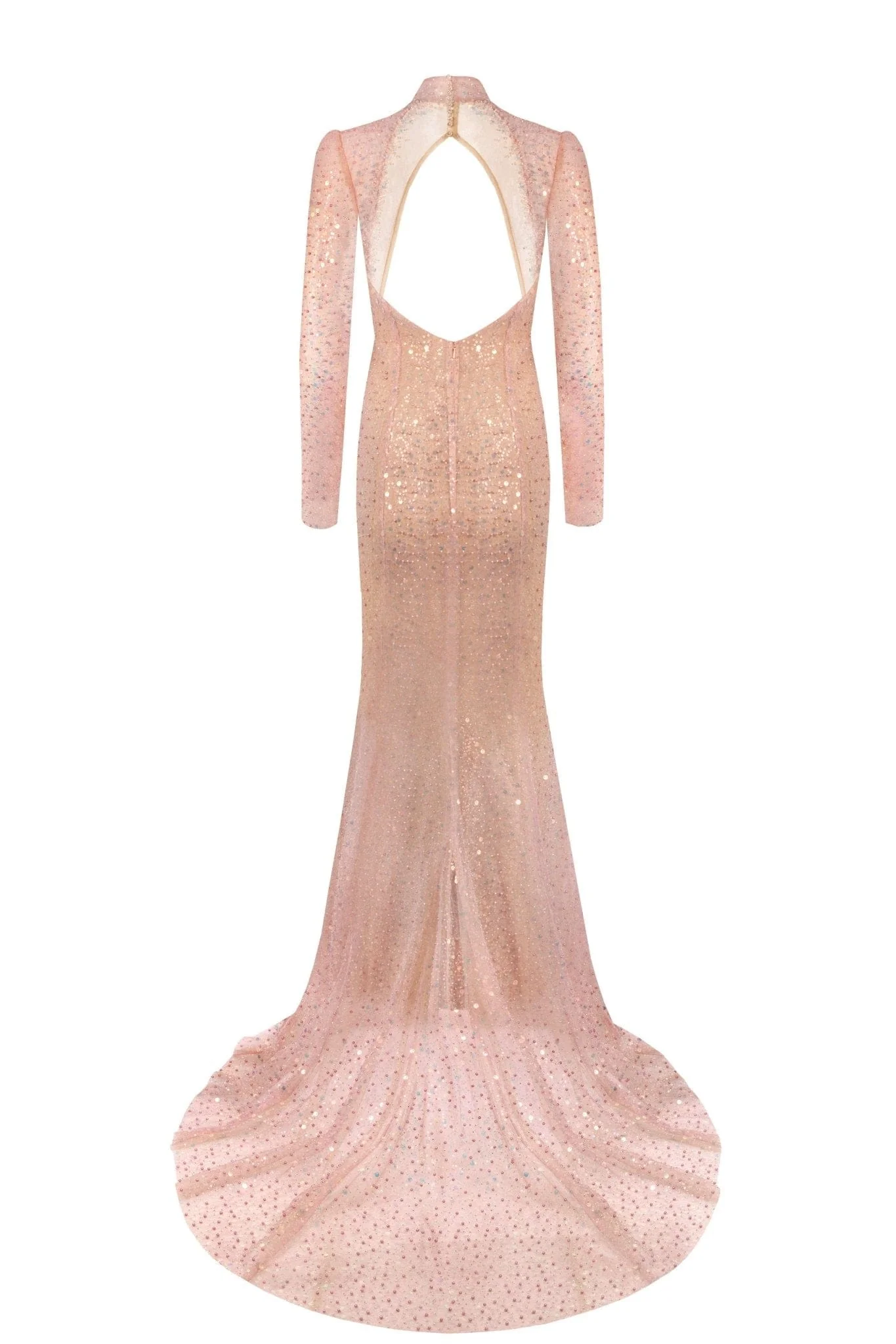Radiant long-sleeved maxi dress in rose gold - Image 4