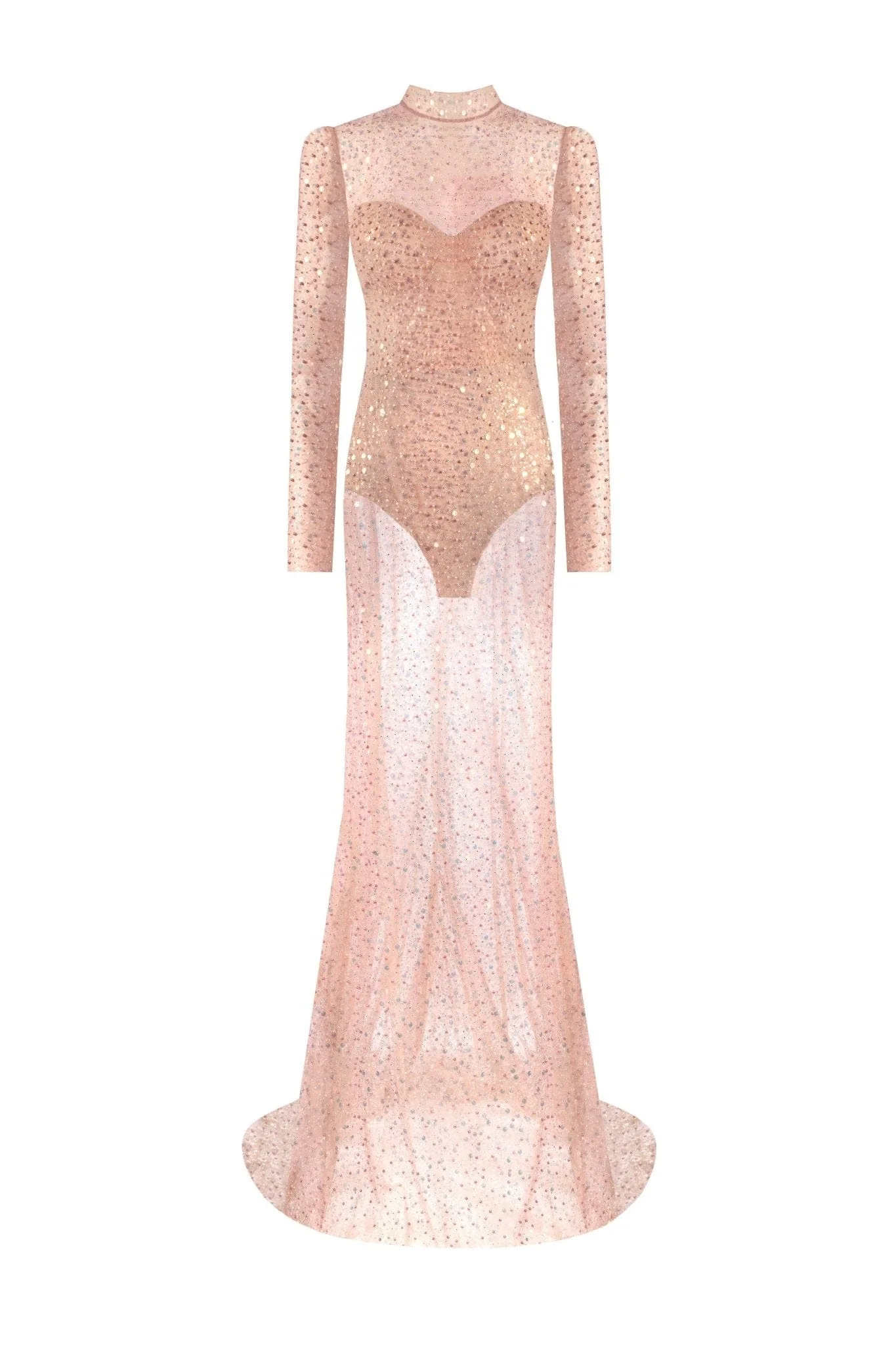 Radiant long-sleeved maxi dress in rose gold - Image 5