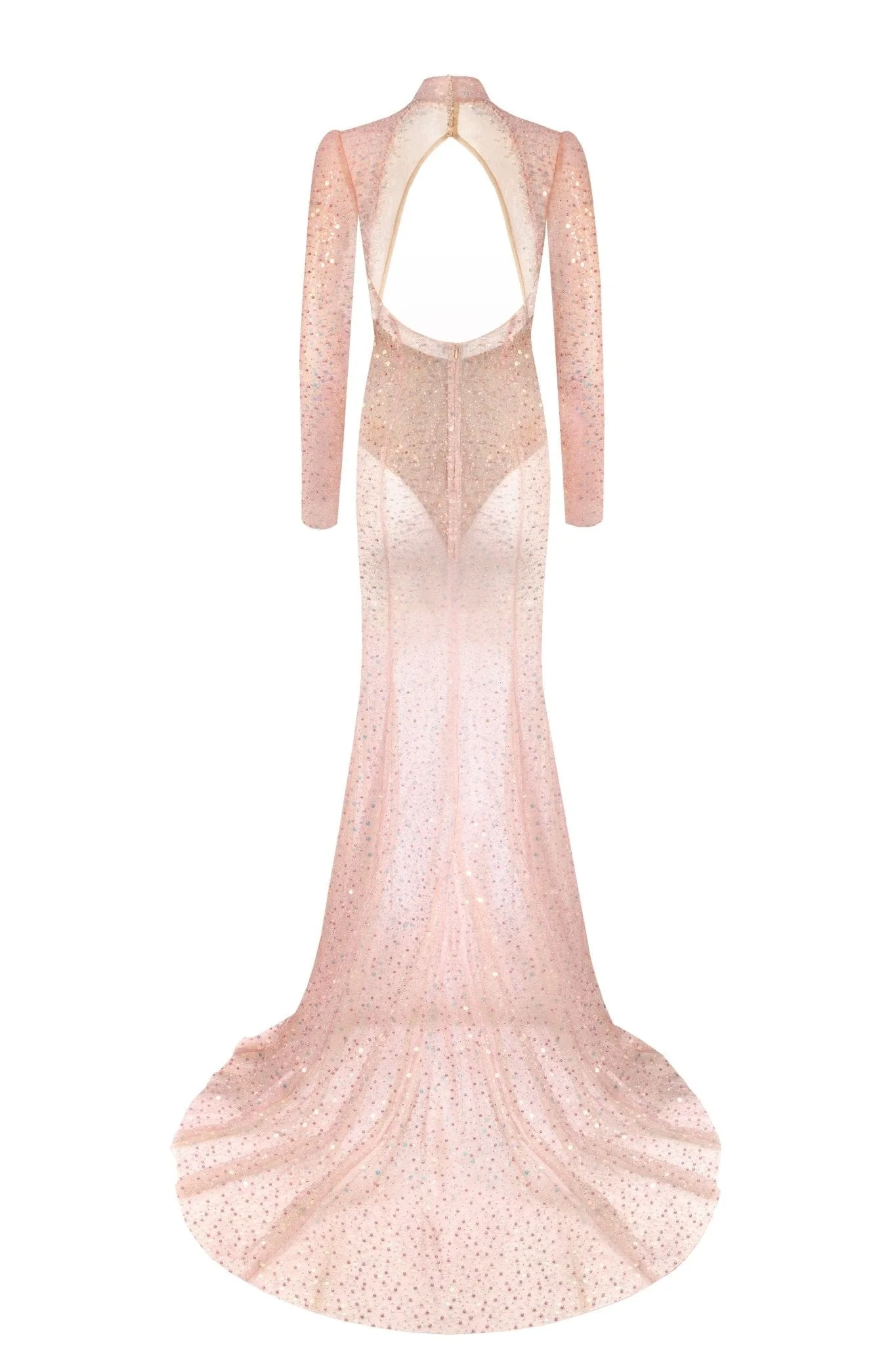 Radiant long-sleeved maxi dress in rose gold - Image 6