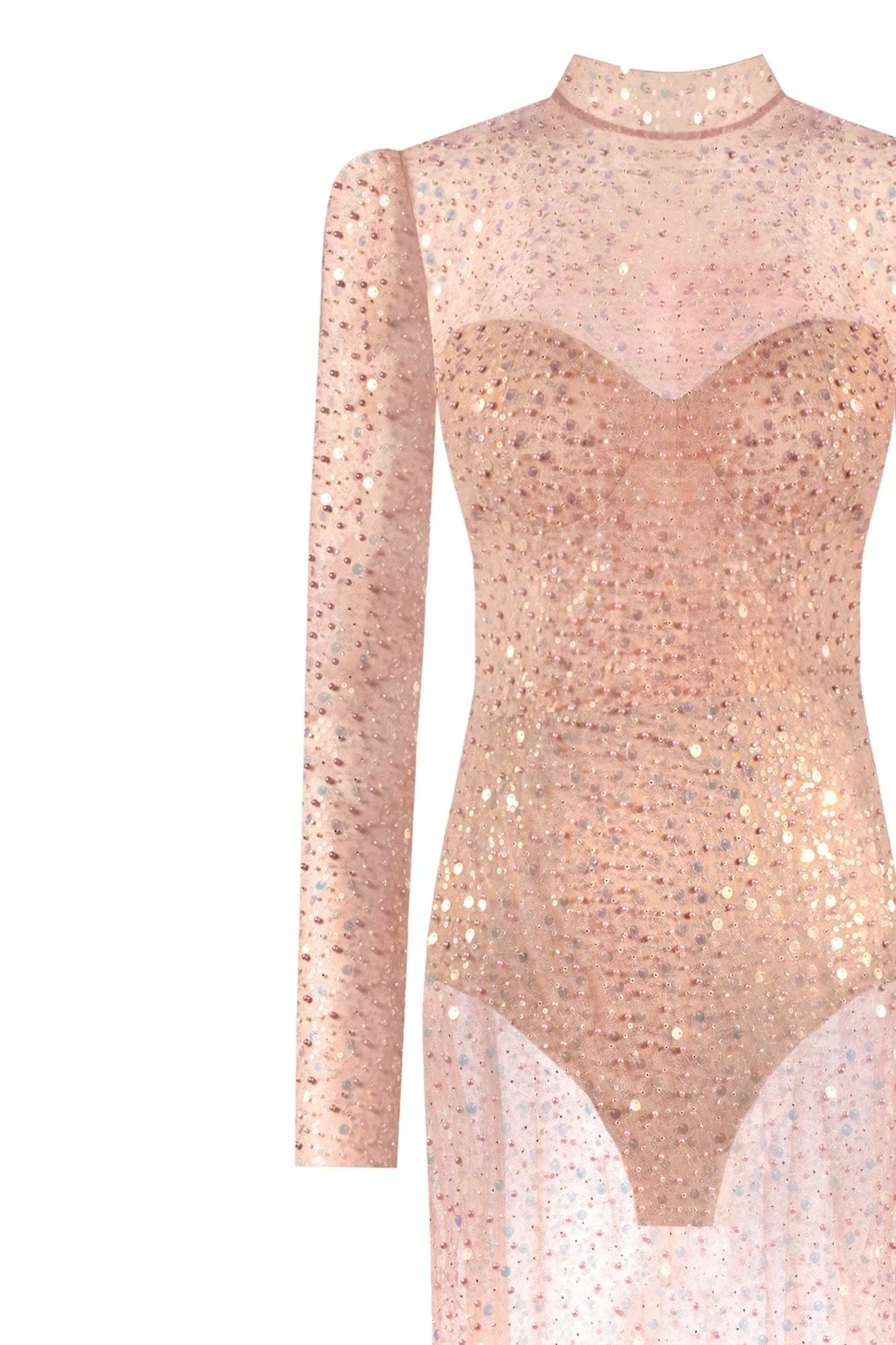 Radiant long-sleeved maxi dress in rose gold - Image 7