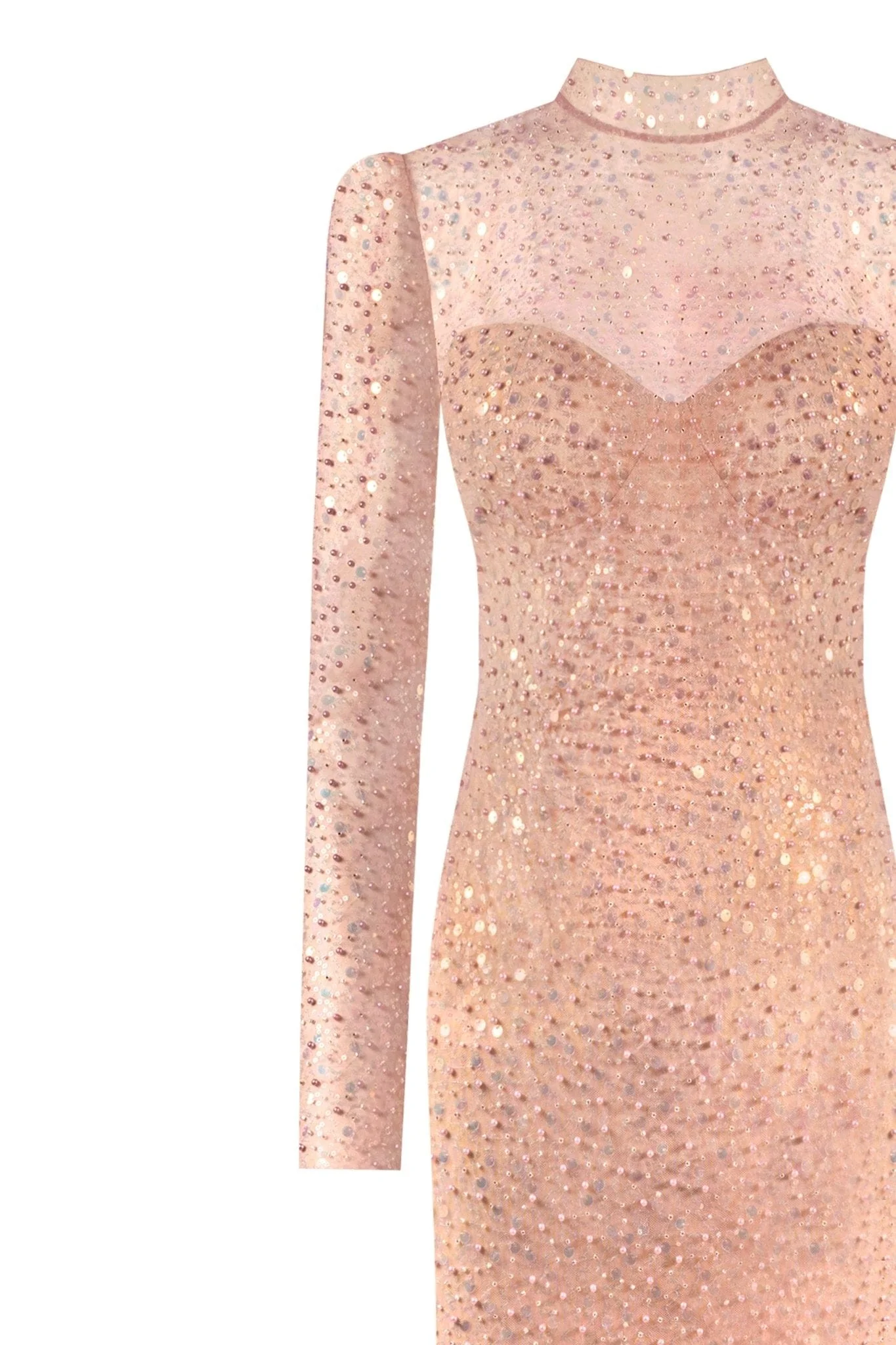 Radiant long-sleeved maxi dress in rose gold - Image 8