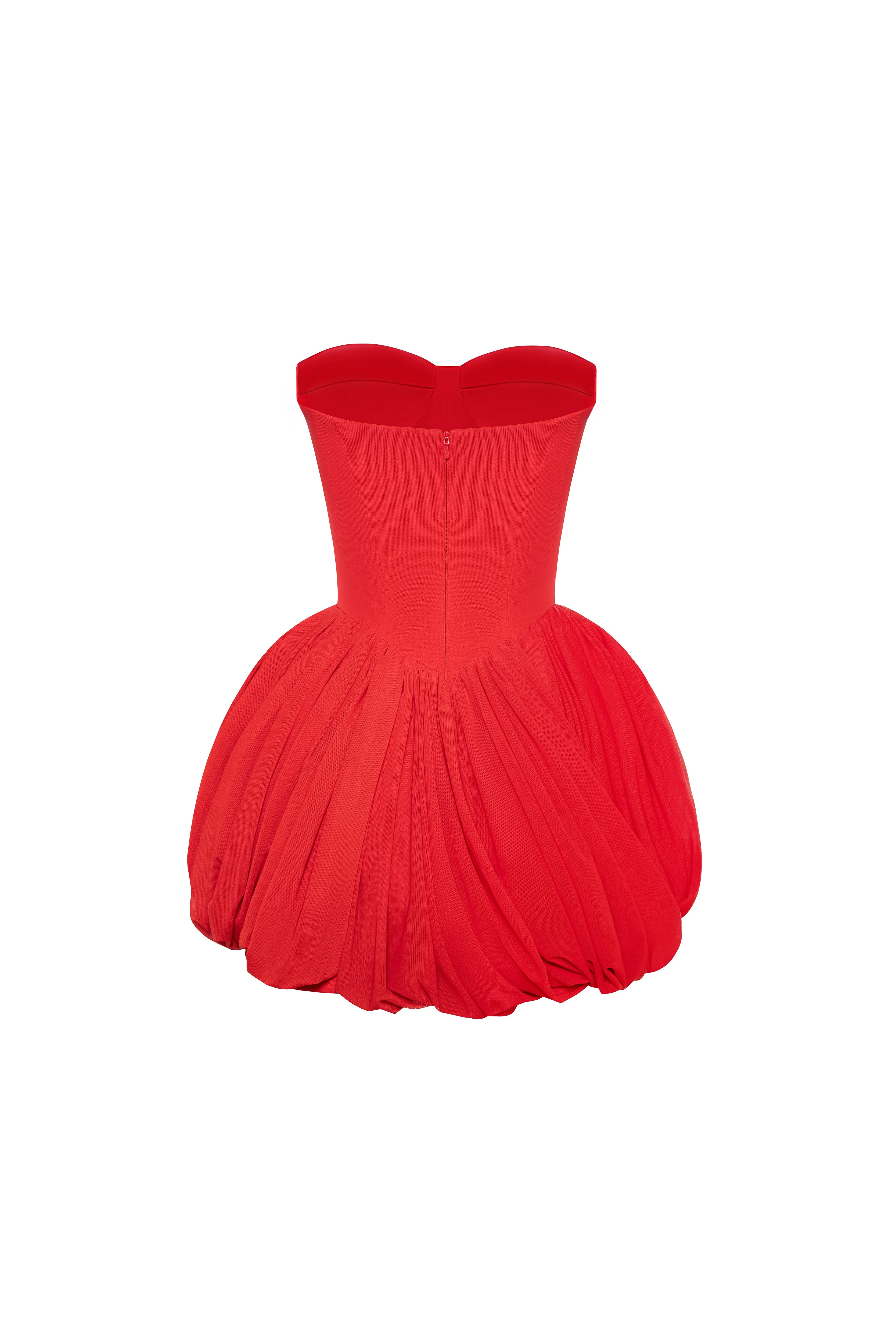 Red corset mini dress with draped skirt - Image 4