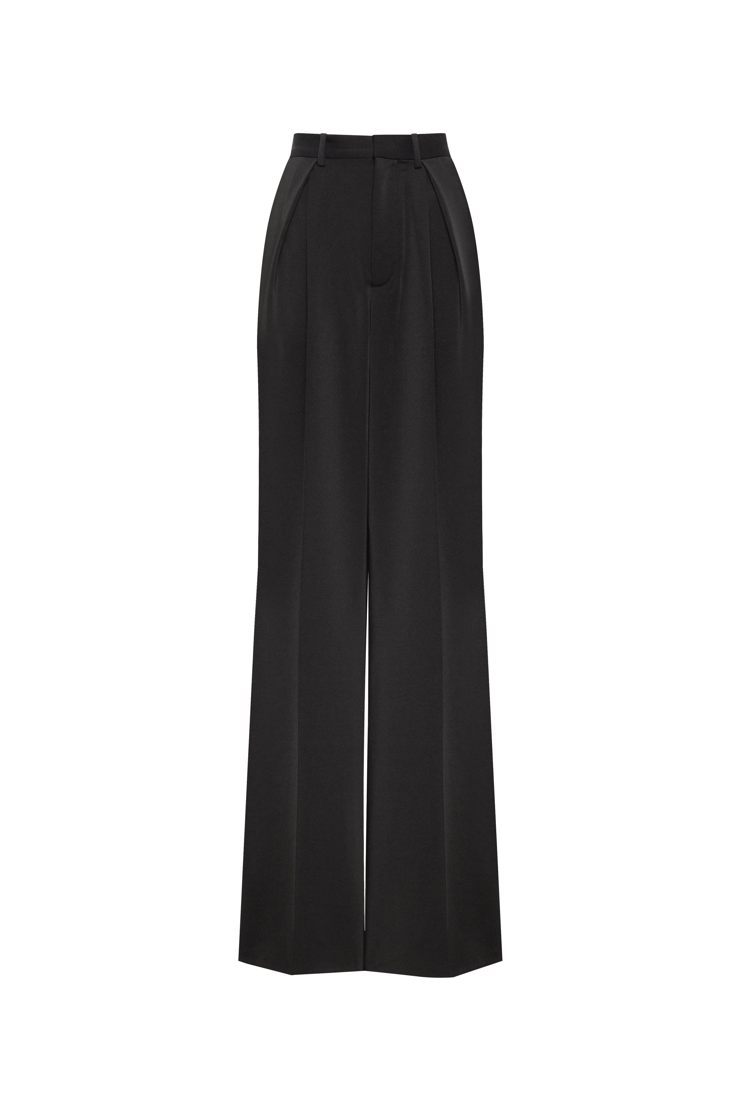 Refined black pants cut from Italian satin, Xo Xo - Image 2