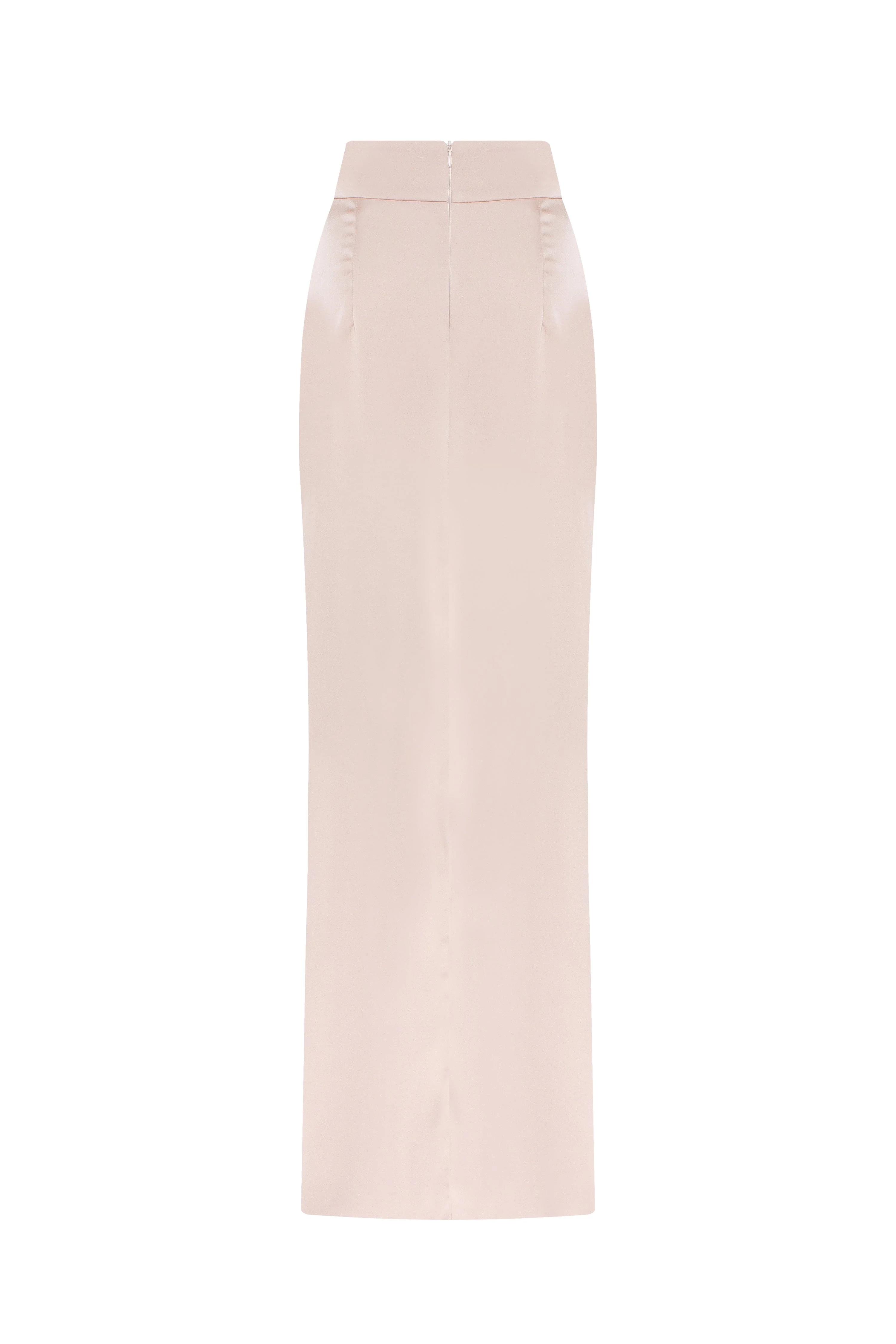 Refined high-waisted maxi satin skirt with a slit, Midnight Walk - Image 4