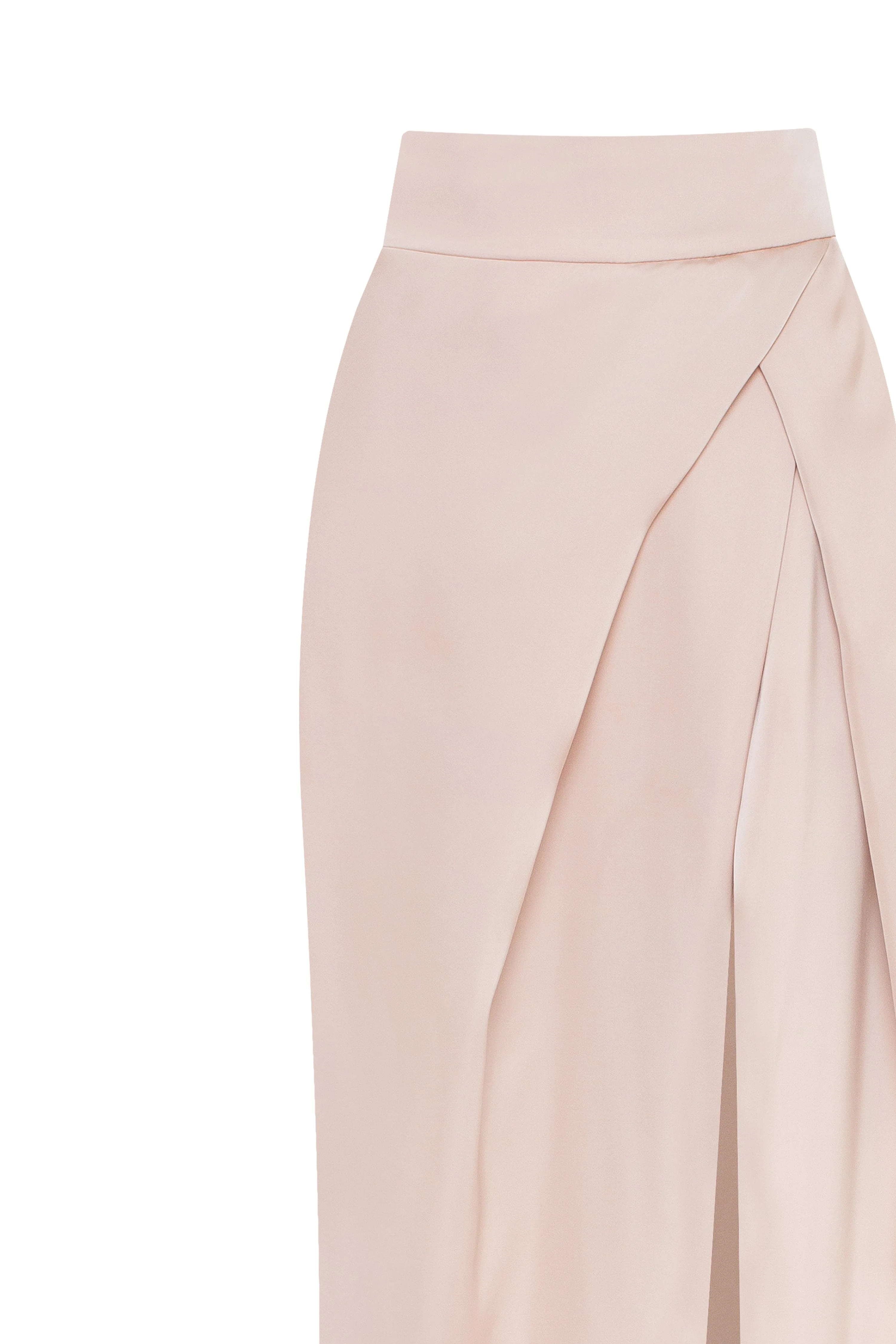 Refined high-waisted maxi satin skirt with a slit, Midnight Walk - Image 6