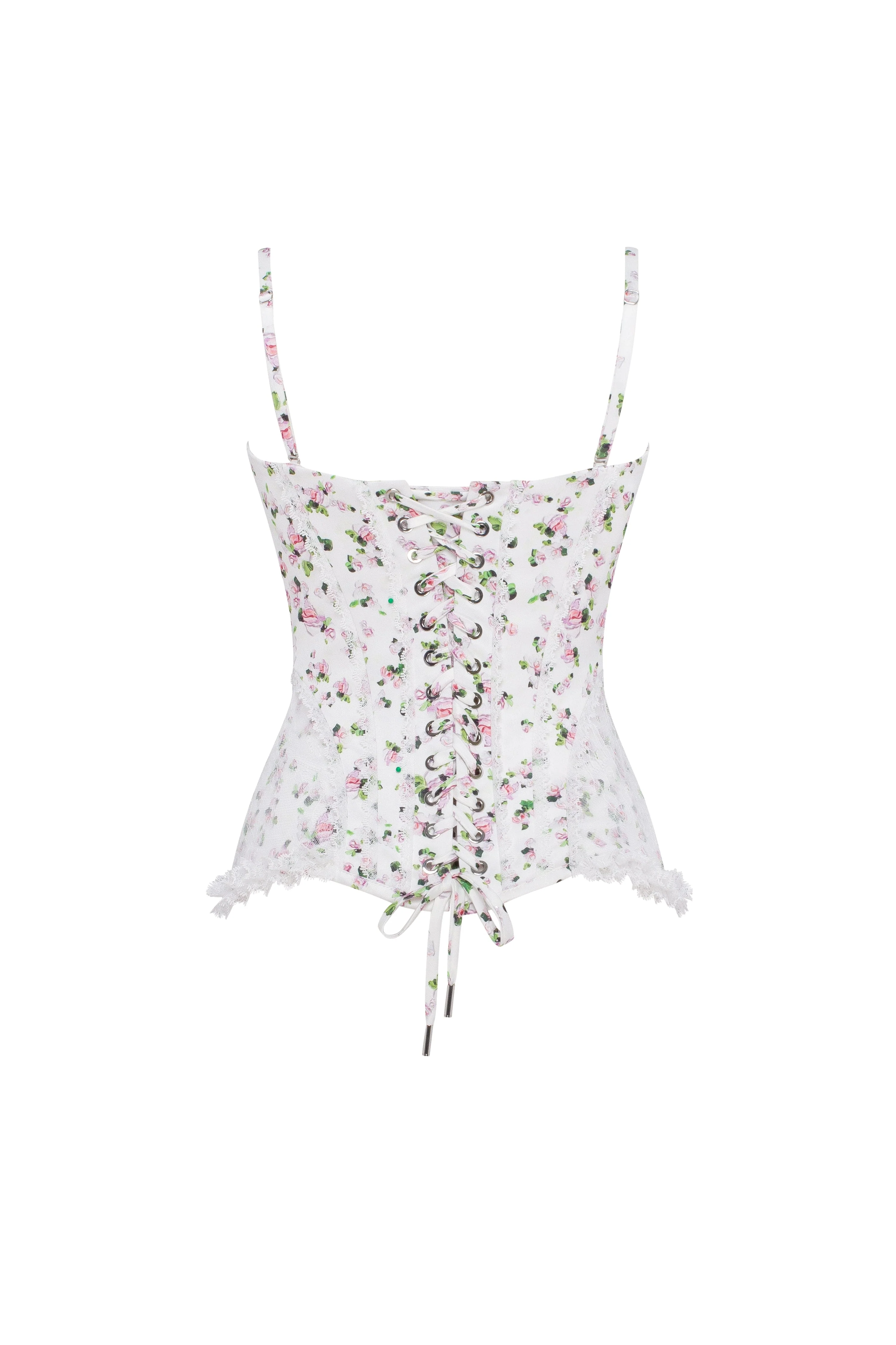 Romantic apple blossom corset with rosebud appliques - Image 4