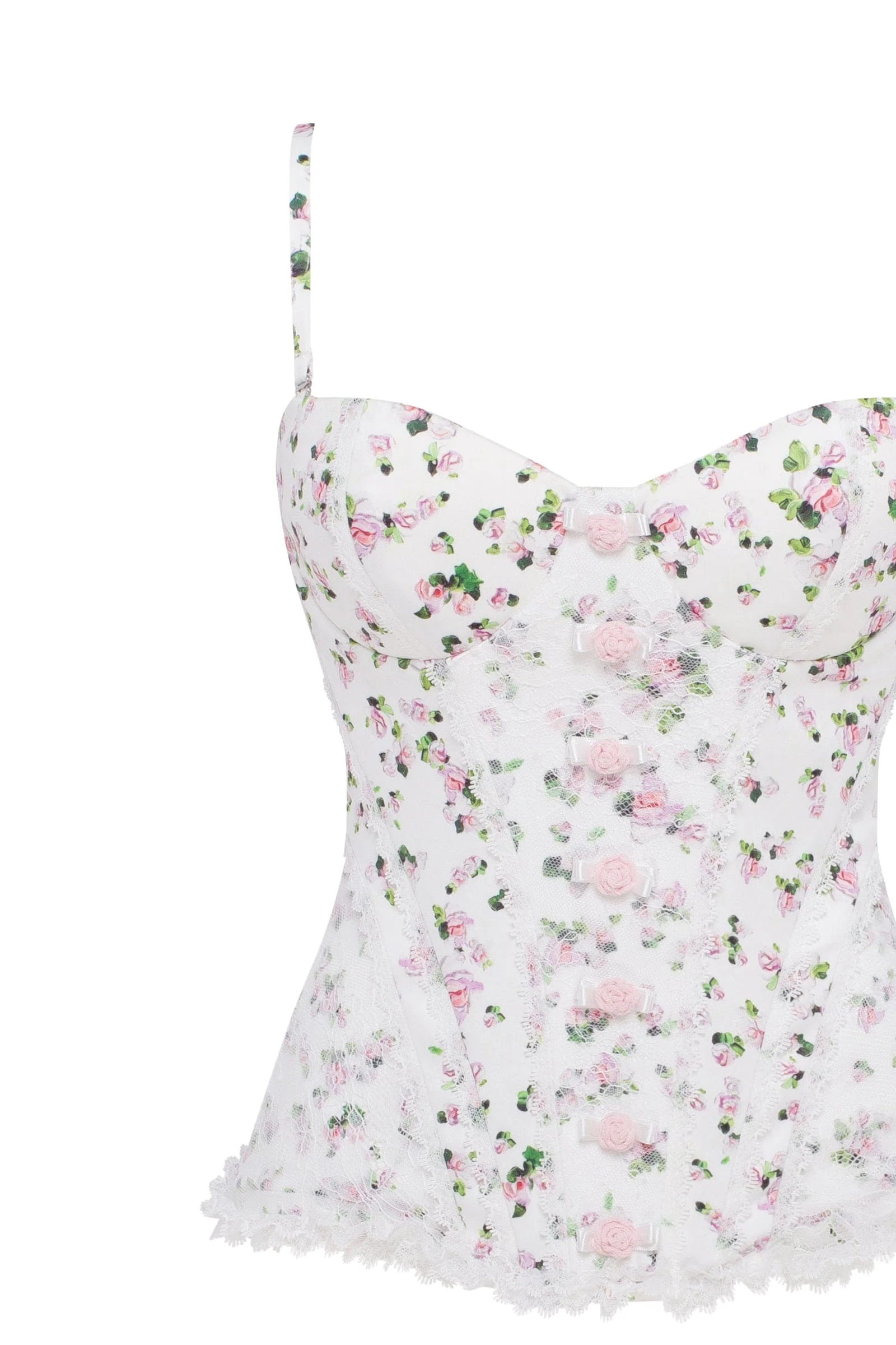 Romantic apple blossom corset with rosebud appliques - Image 6