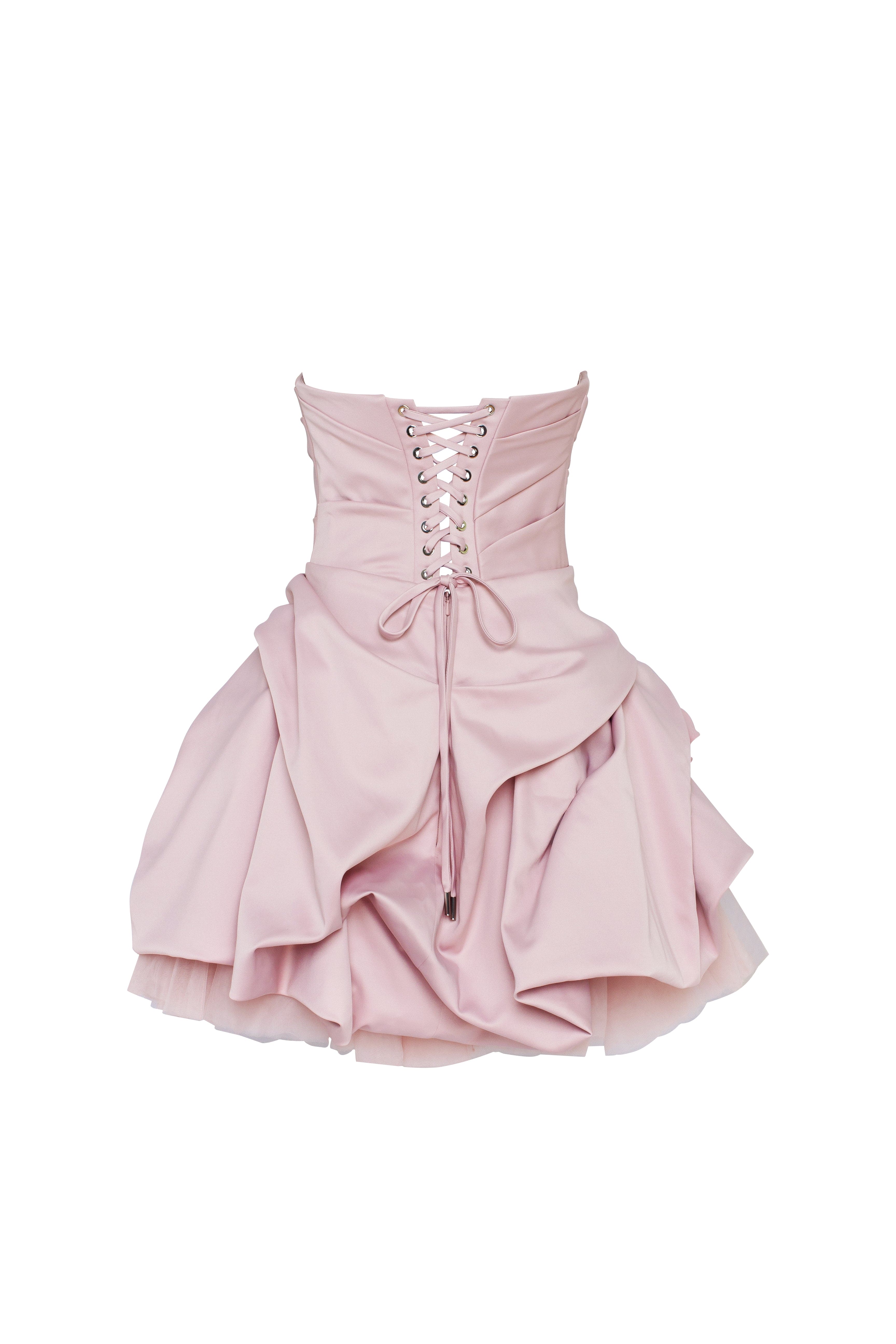Rosette mini dress in misty rose, Glow-Up - Image 4