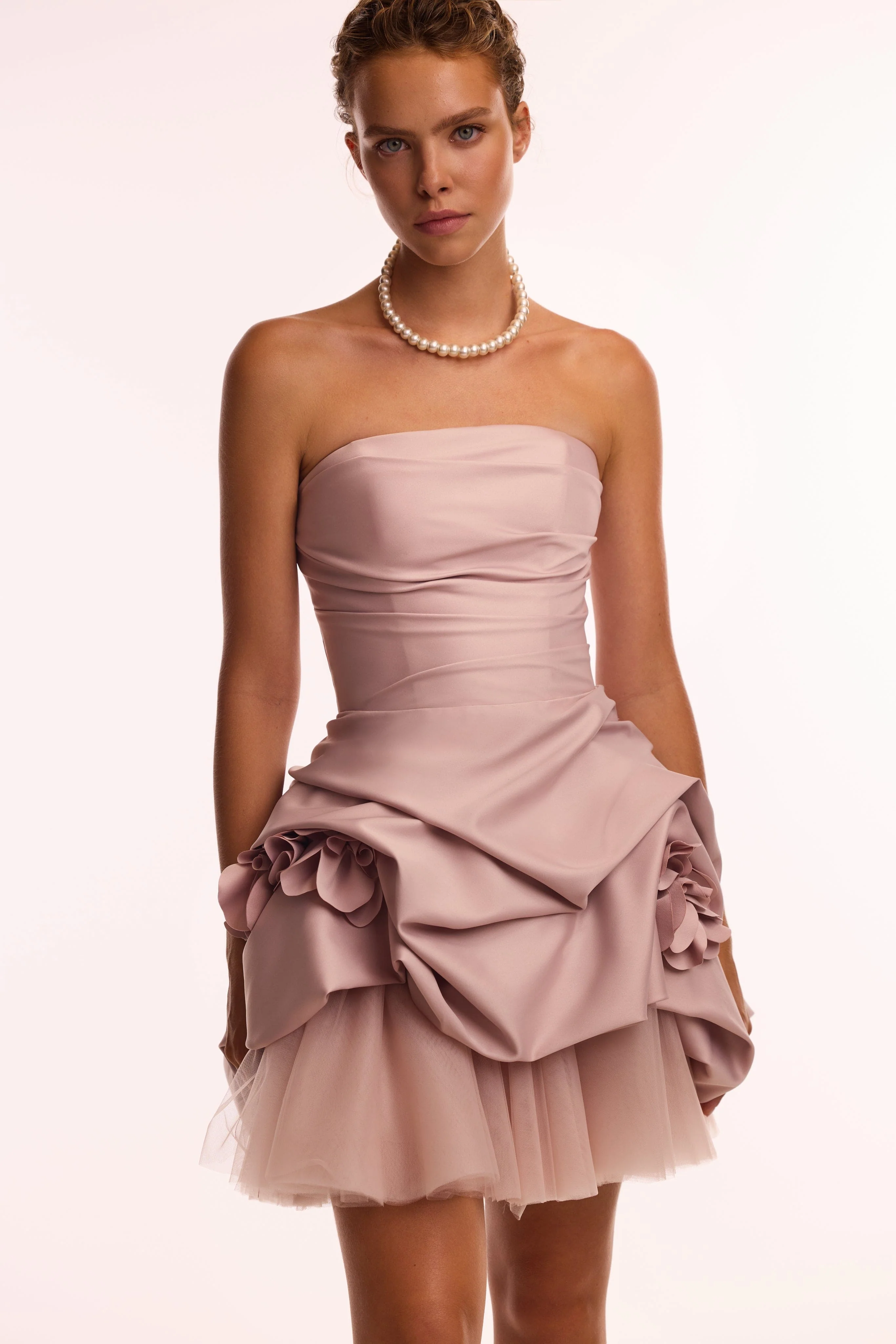 Rosette mini dress in misty rose, Glow-Up - Image 5