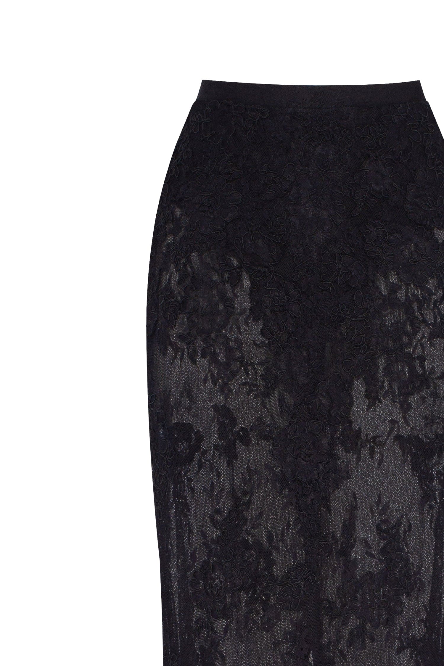 Sensual semi-sheer maxi skirt crafted from black floral lace, Parisienne - Image 6